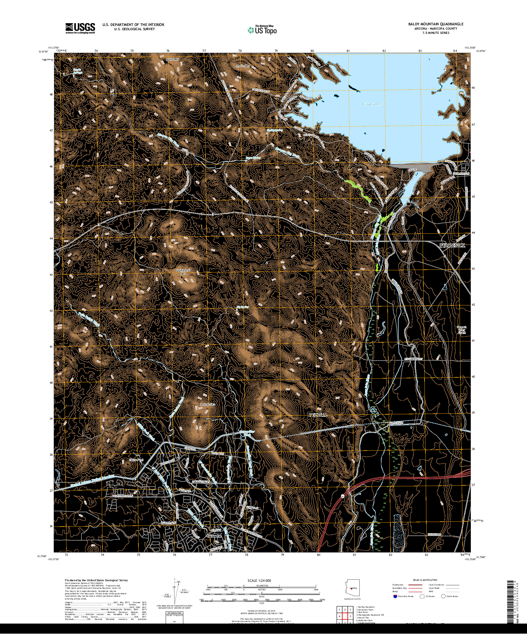 USGS US TOPO 7.5-MINUTE MAP FOR BALDY MOUNTAIN, AZ 2018