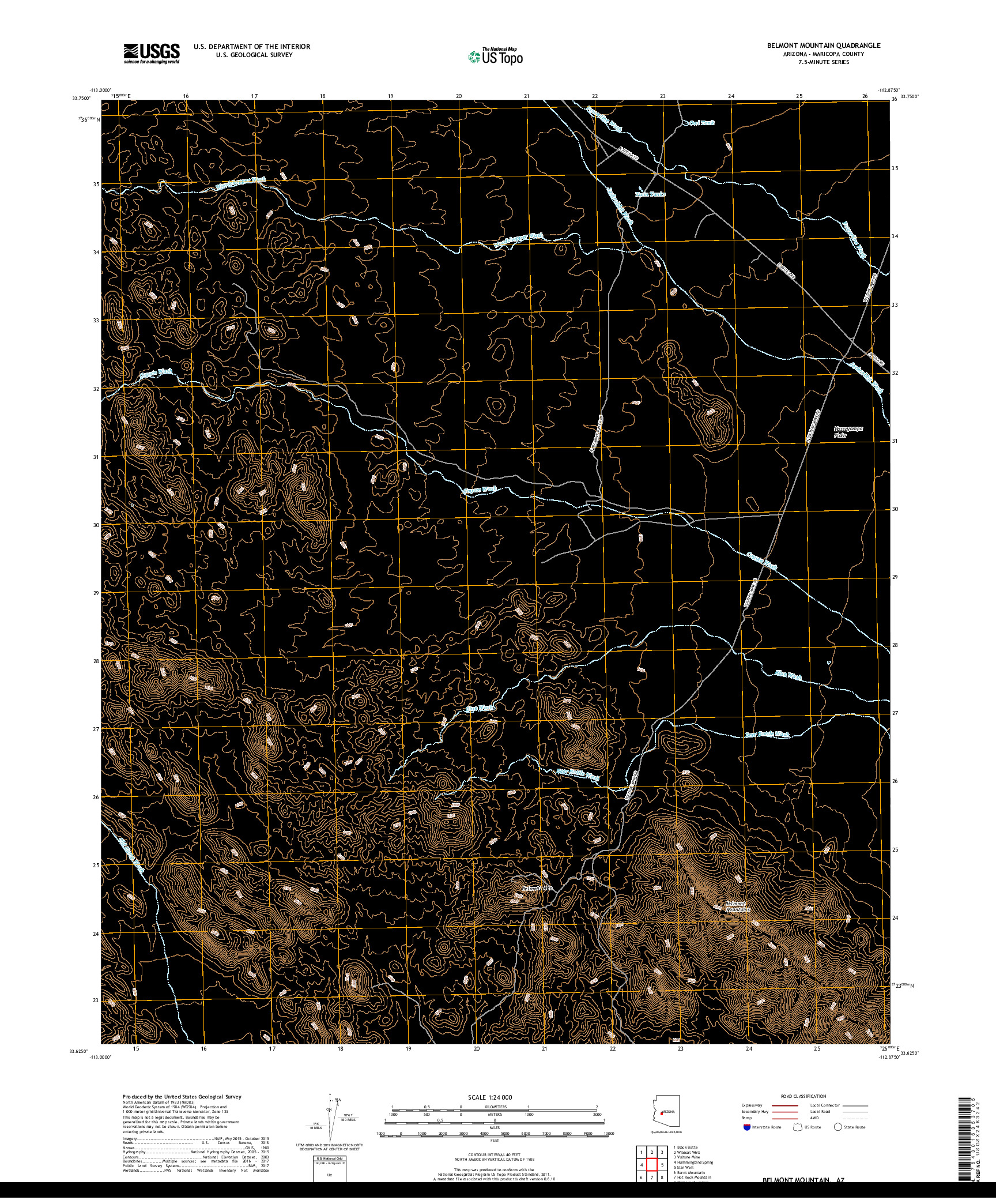 USGS US TOPO 7.5-MINUTE MAP FOR BELMONT MOUNTAIN, AZ 2018