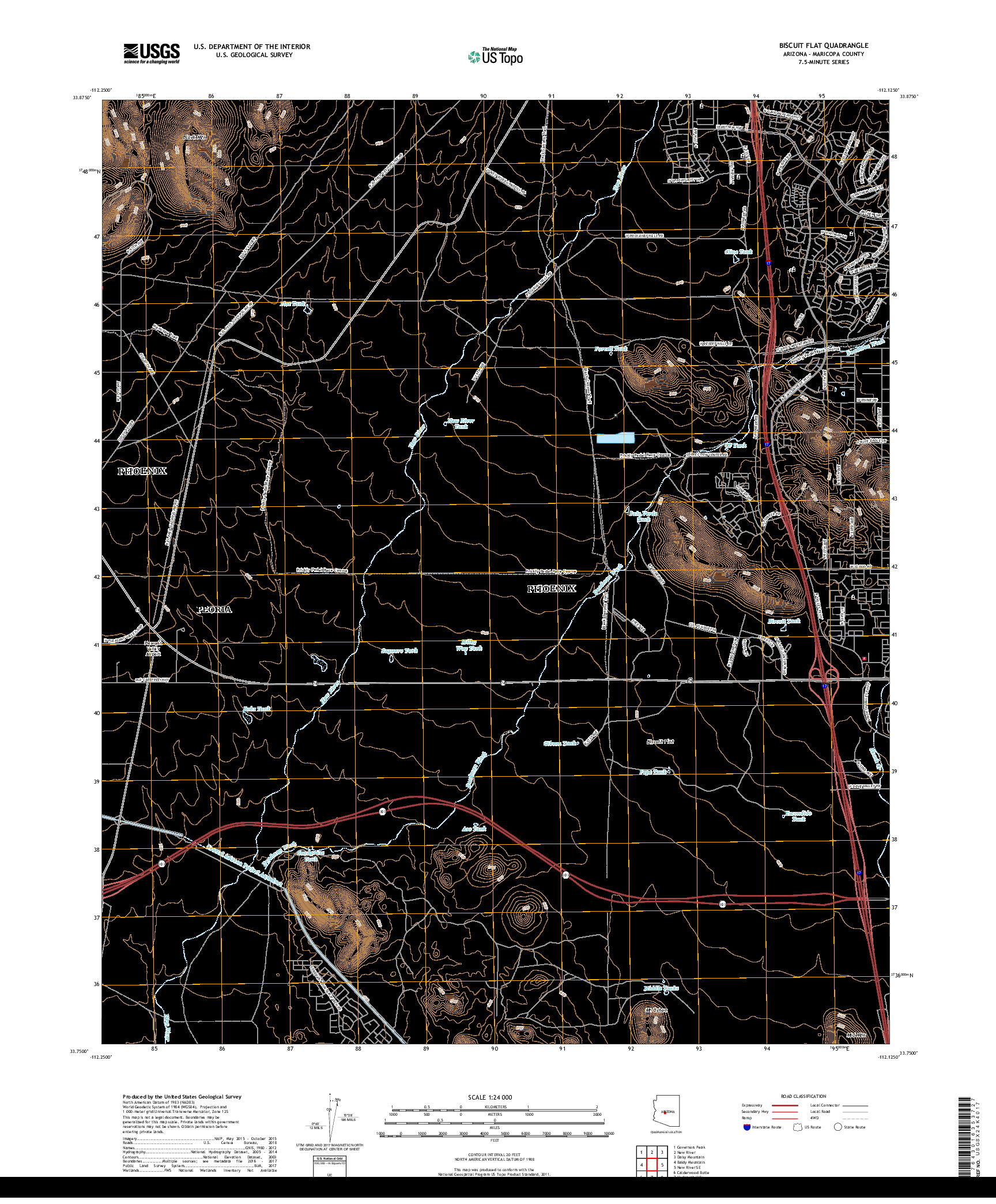 USGS US TOPO 7.5-MINUTE MAP FOR BISCUIT FLAT, AZ 2018