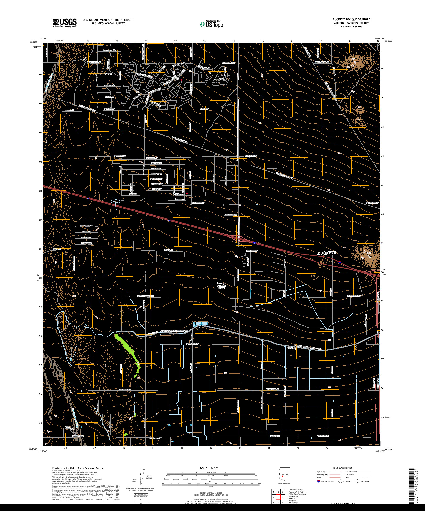 USGS US TOPO 7.5-MINUTE MAP FOR BUCKEYE NW, AZ 2018