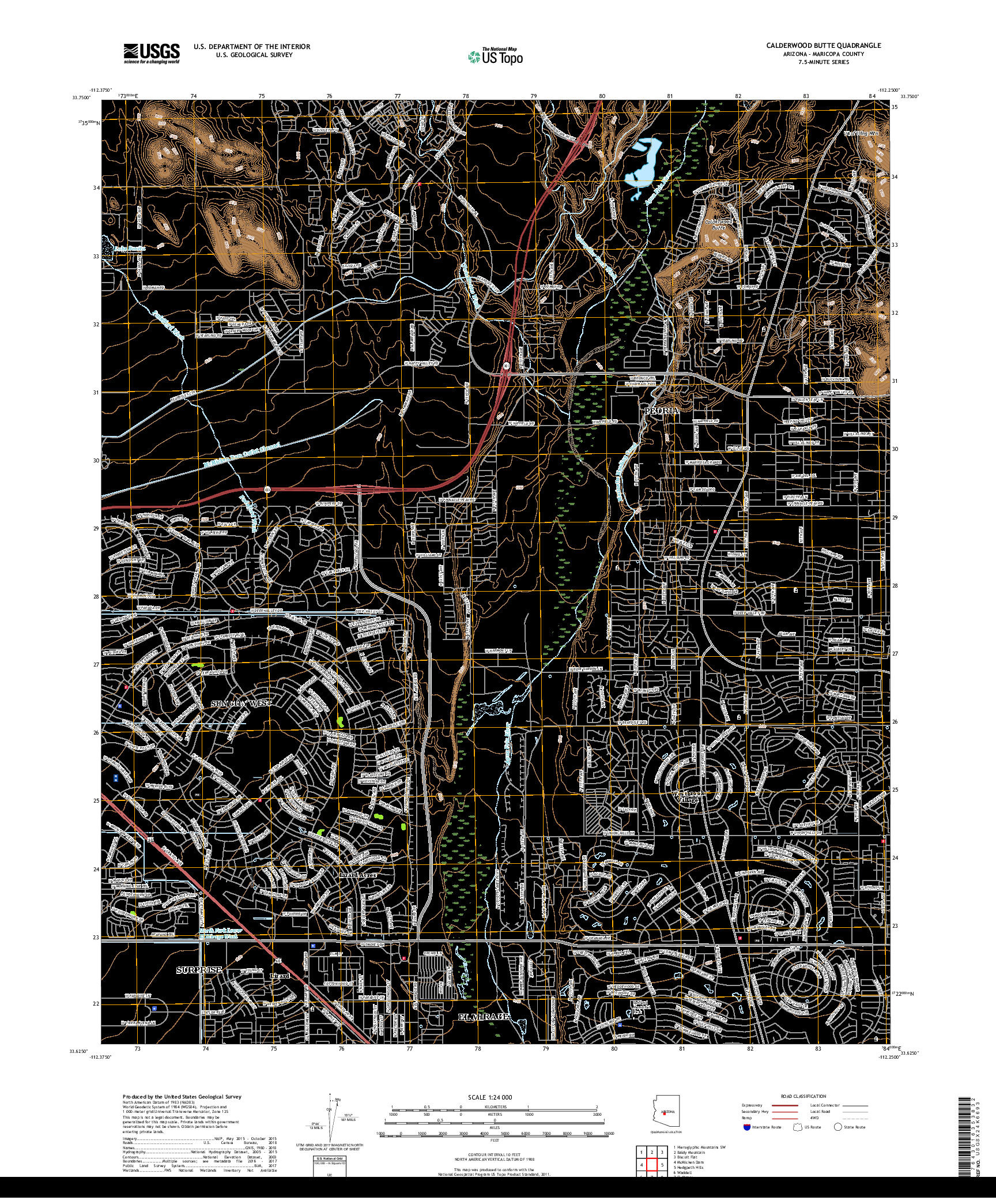 USGS US TOPO 7.5-MINUTE MAP FOR CALDERWOOD BUTTE, AZ 2018