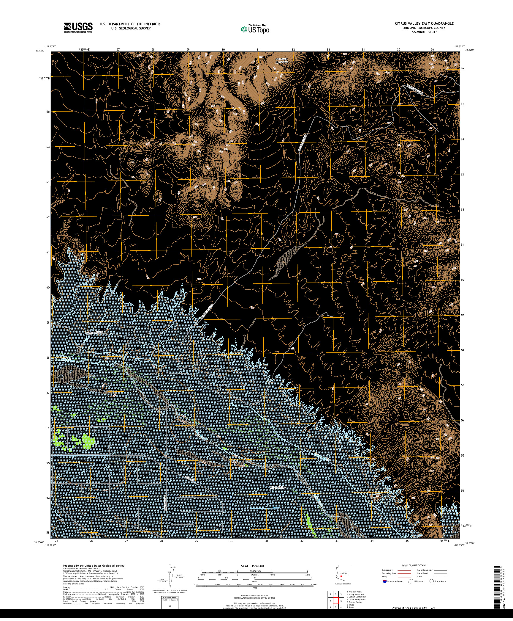USGS US TOPO 7.5-MINUTE MAP FOR CITRUS VALLEY EAST, AZ 2018