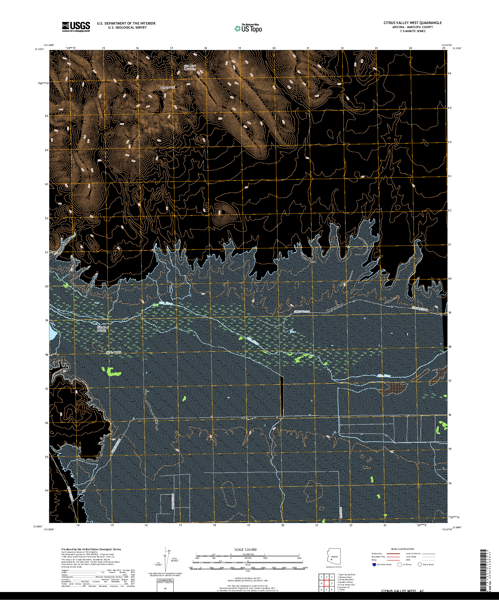 USGS US TOPO 7.5-MINUTE MAP FOR CITRUS VALLEY WEST, AZ 2018