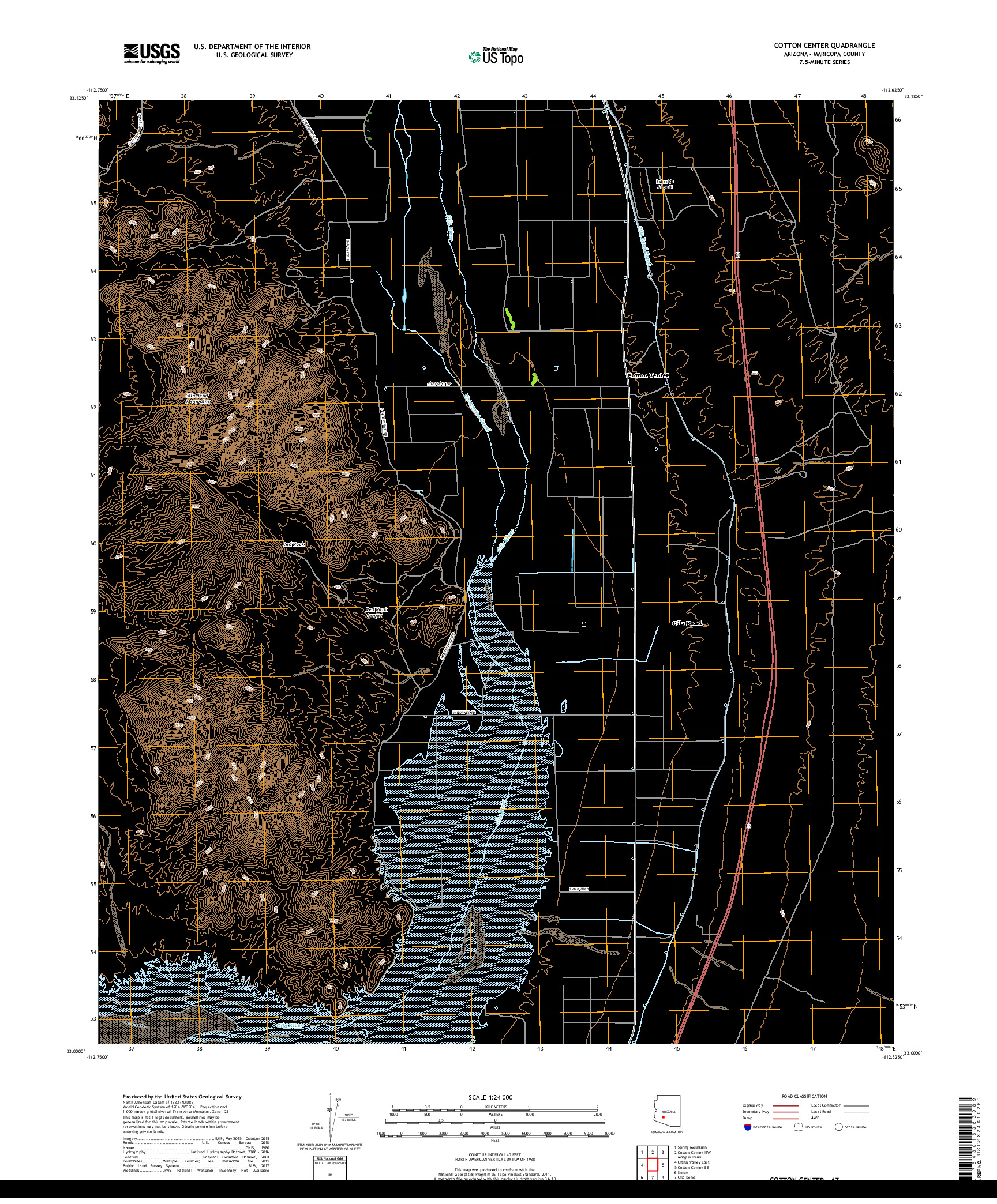 USGS US TOPO 7.5-MINUTE MAP FOR COTTON CENTER, AZ 2018