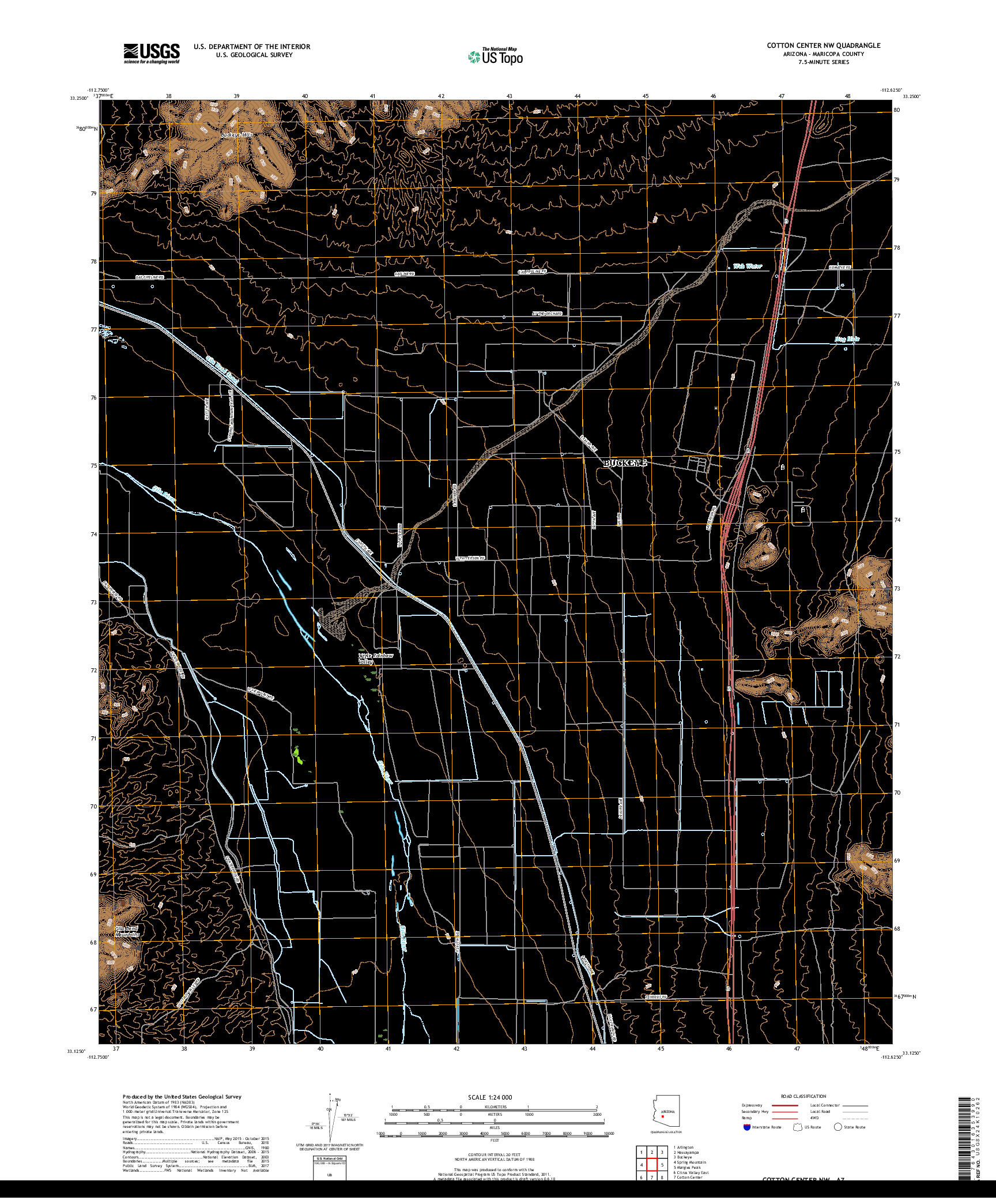 USGS US TOPO 7.5-MINUTE MAP FOR COTTON CENTER NW, AZ 2018