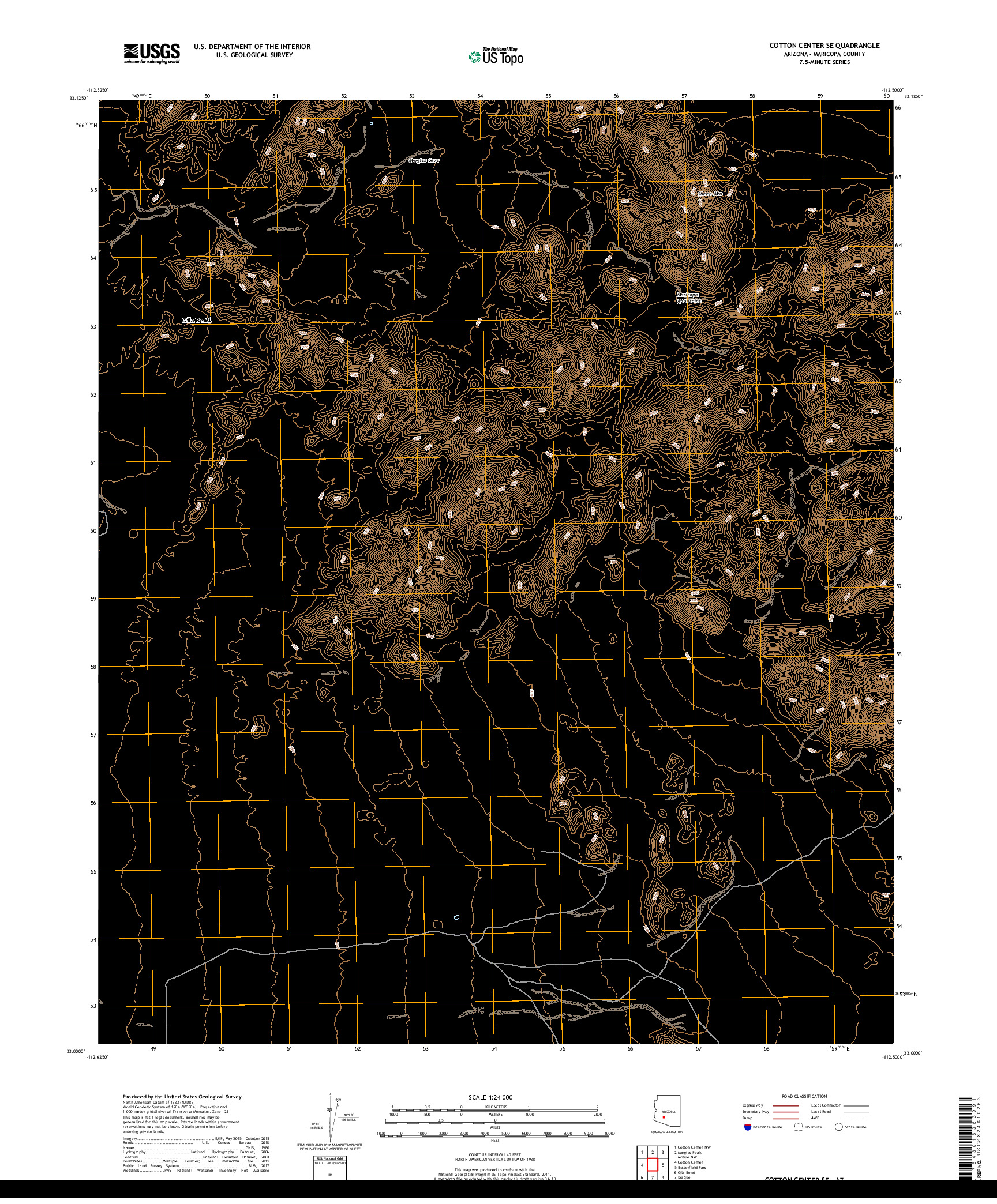 USGS US TOPO 7.5-MINUTE MAP FOR COTTON CENTER SE, AZ 2018