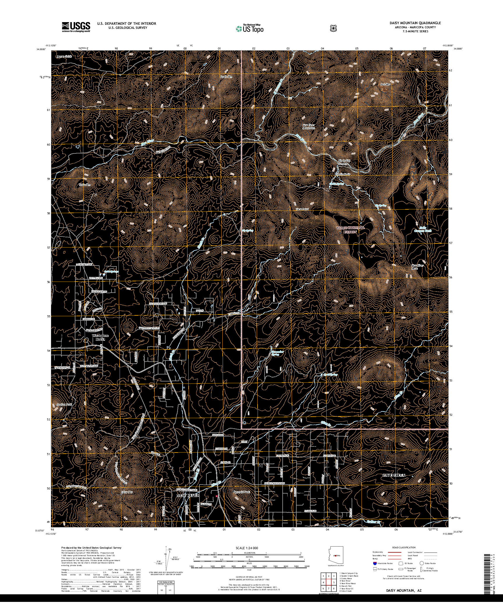 USGS US TOPO 7.5-MINUTE MAP FOR DAISY MOUNTAIN, AZ 2018