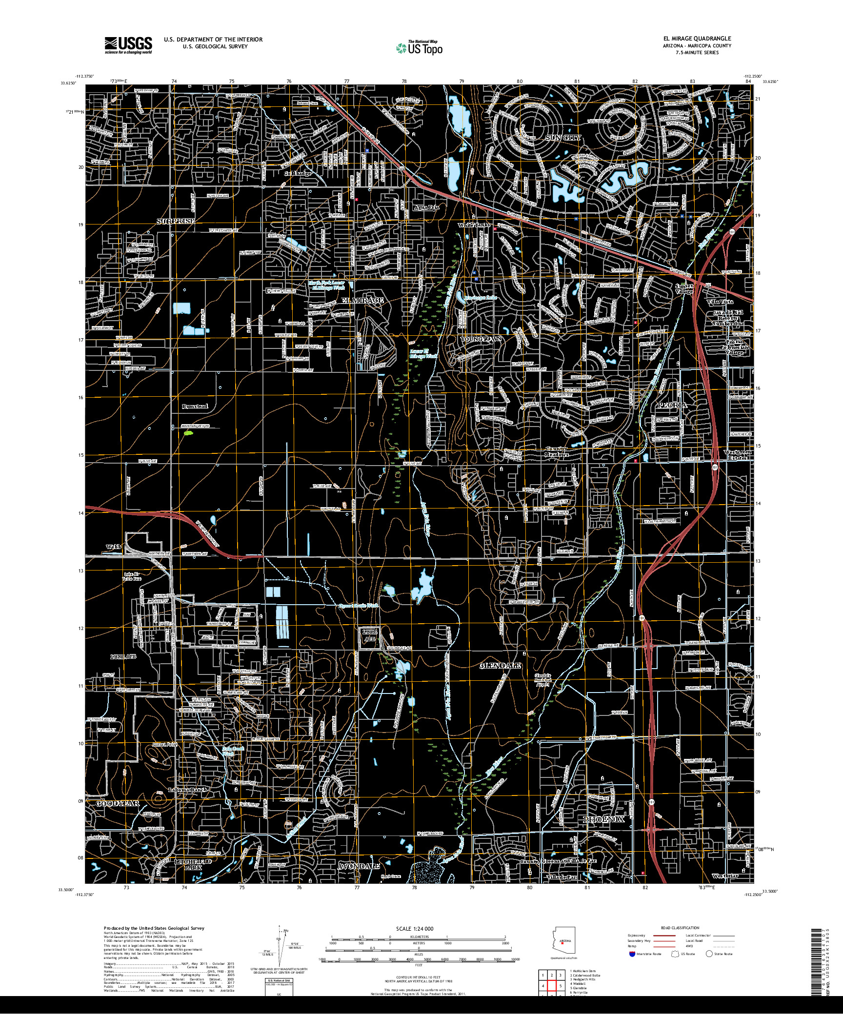 USGS US TOPO 7.5-MINUTE MAP FOR EL MIRAGE, AZ 2018