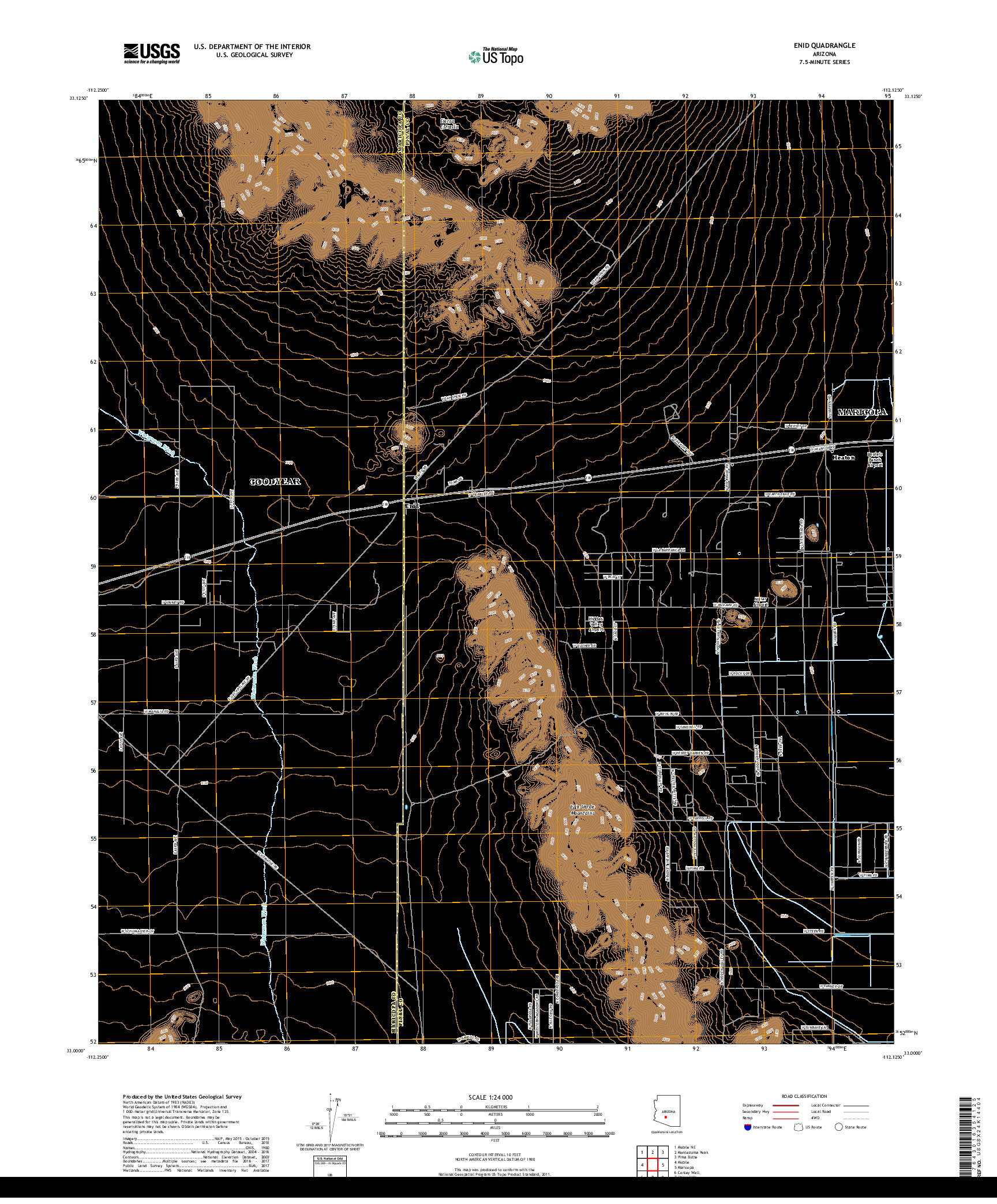 USGS US TOPO 7.5-MINUTE MAP FOR ENID, AZ 2018