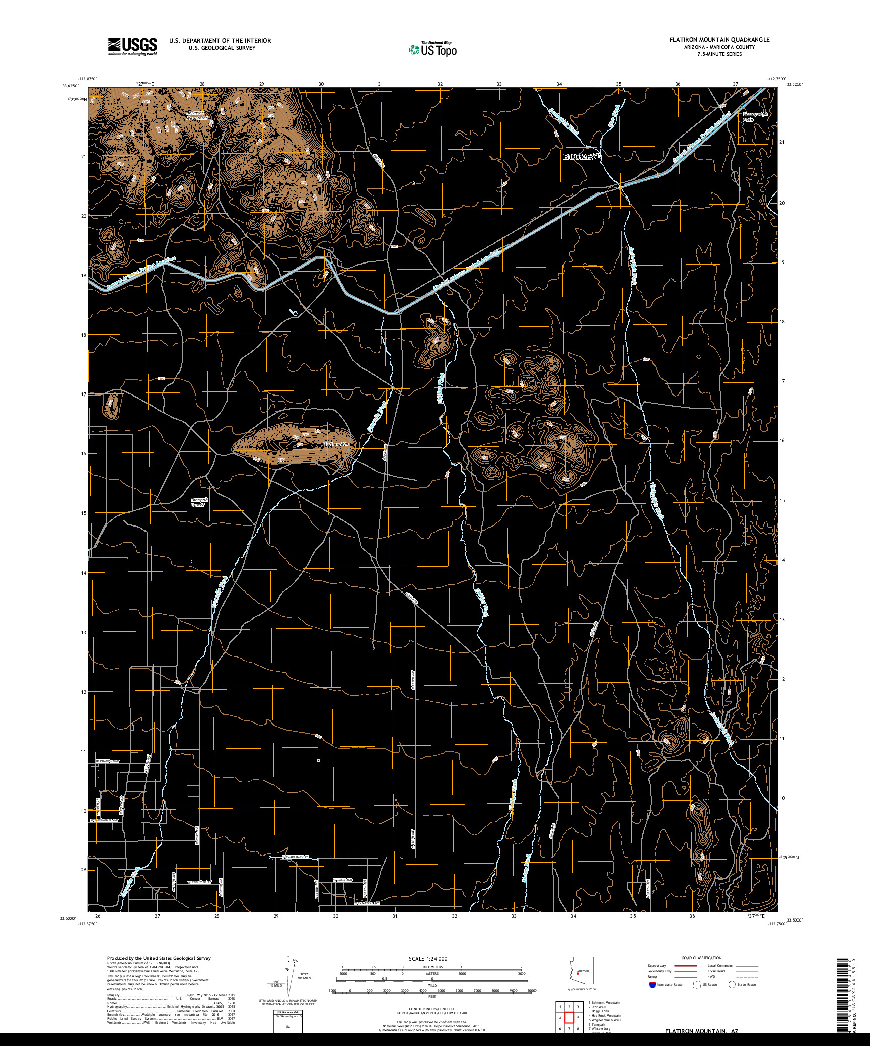 USGS US TOPO 7.5-MINUTE MAP FOR FLATIRON MOUNTAIN, AZ 2018