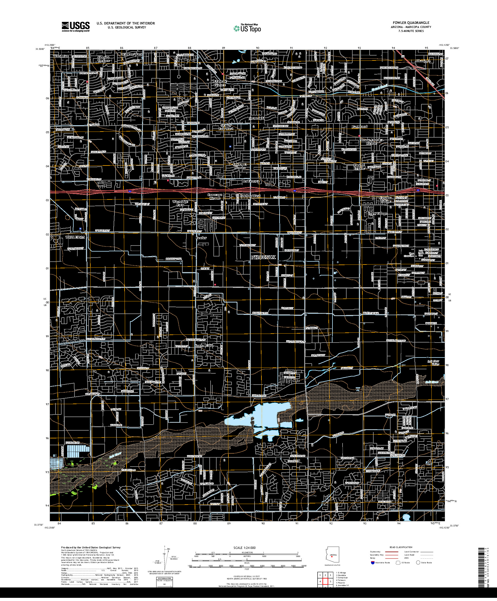 USGS US TOPO 7.5-MINUTE MAP FOR FOWLER, AZ 2018