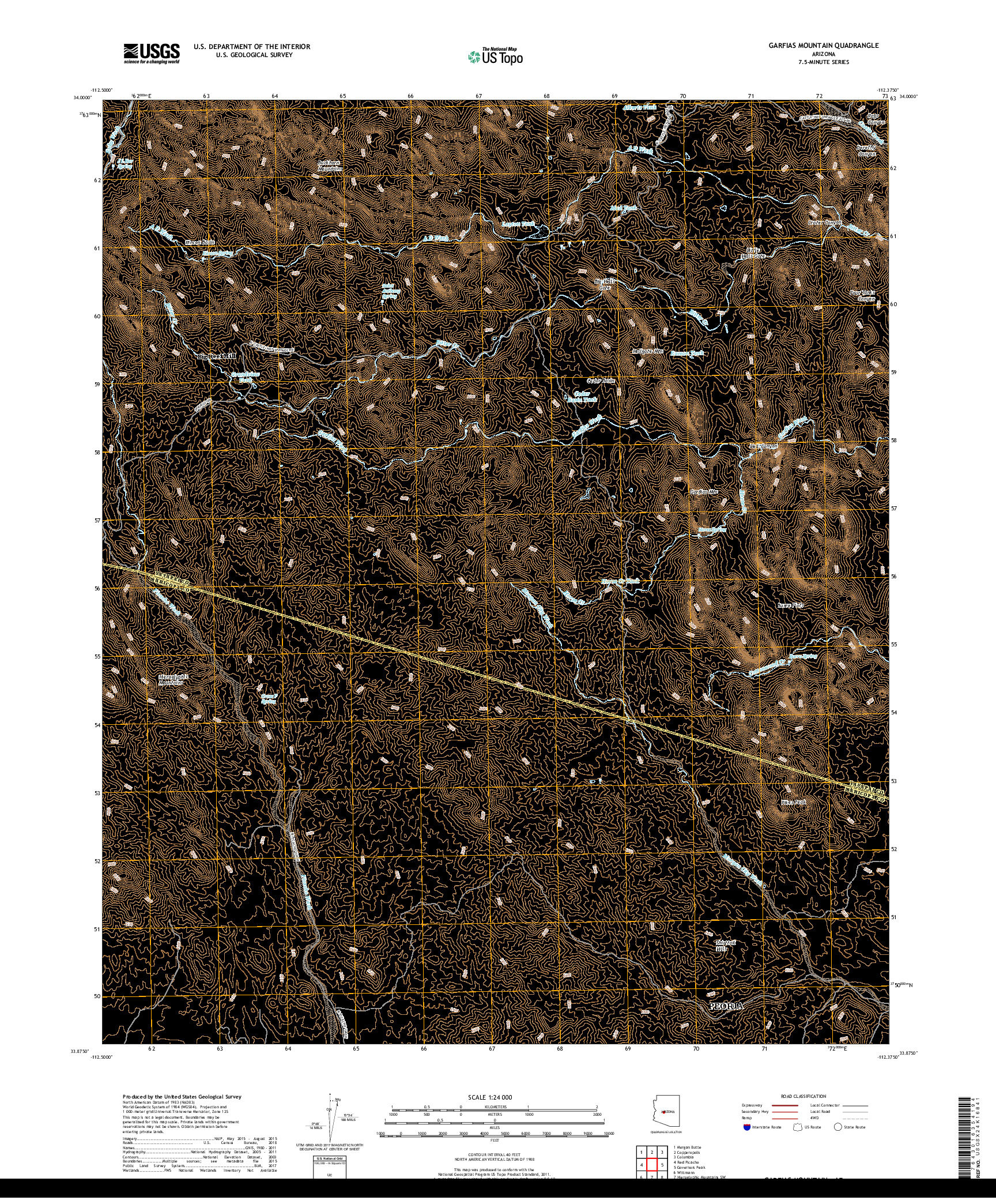 USGS US TOPO 7.5-MINUTE MAP FOR GARFIAS MOUNTAIN, AZ 2018