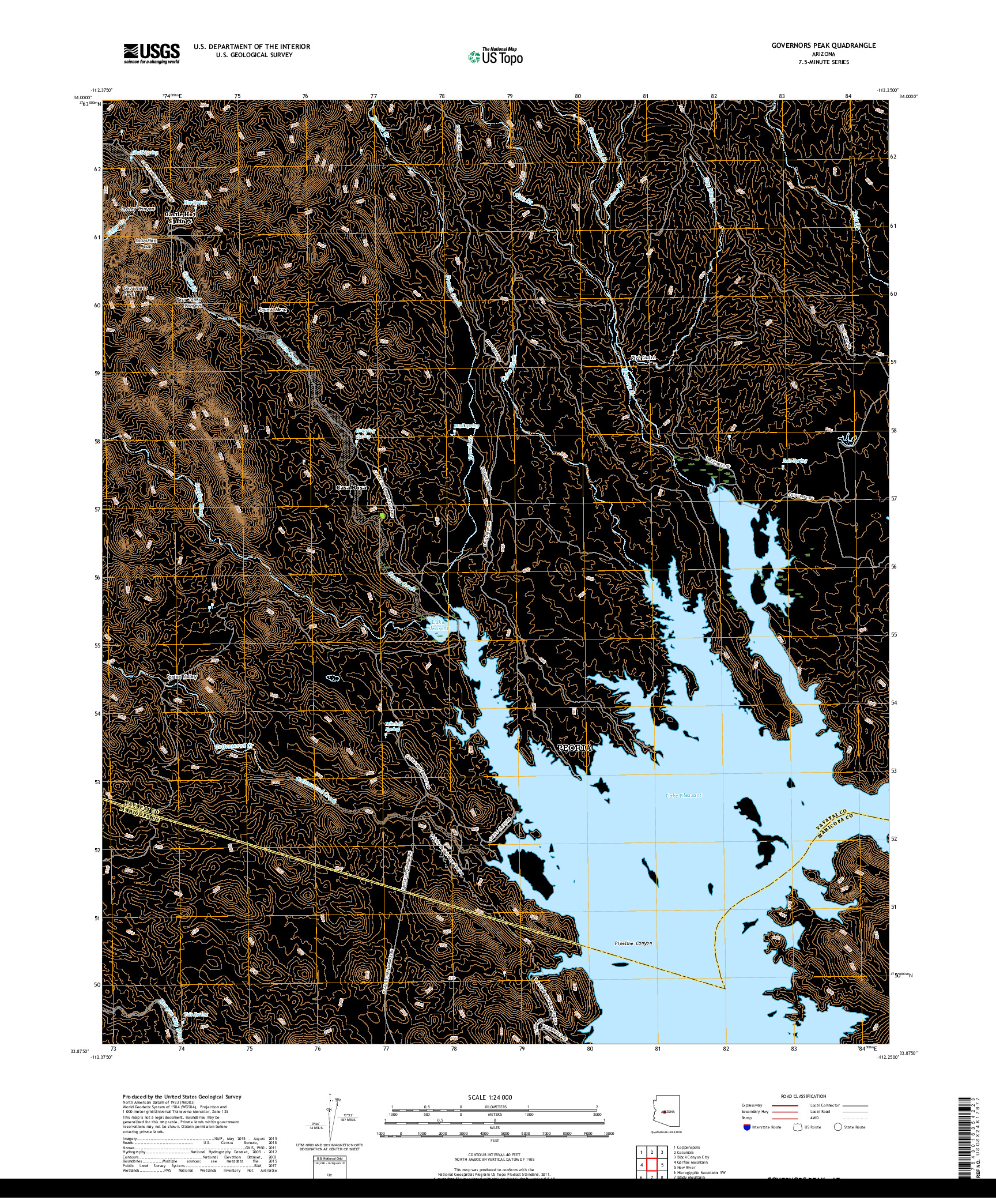 USGS US TOPO 7.5-MINUTE MAP FOR GOVERNORS PEAK, AZ 2018