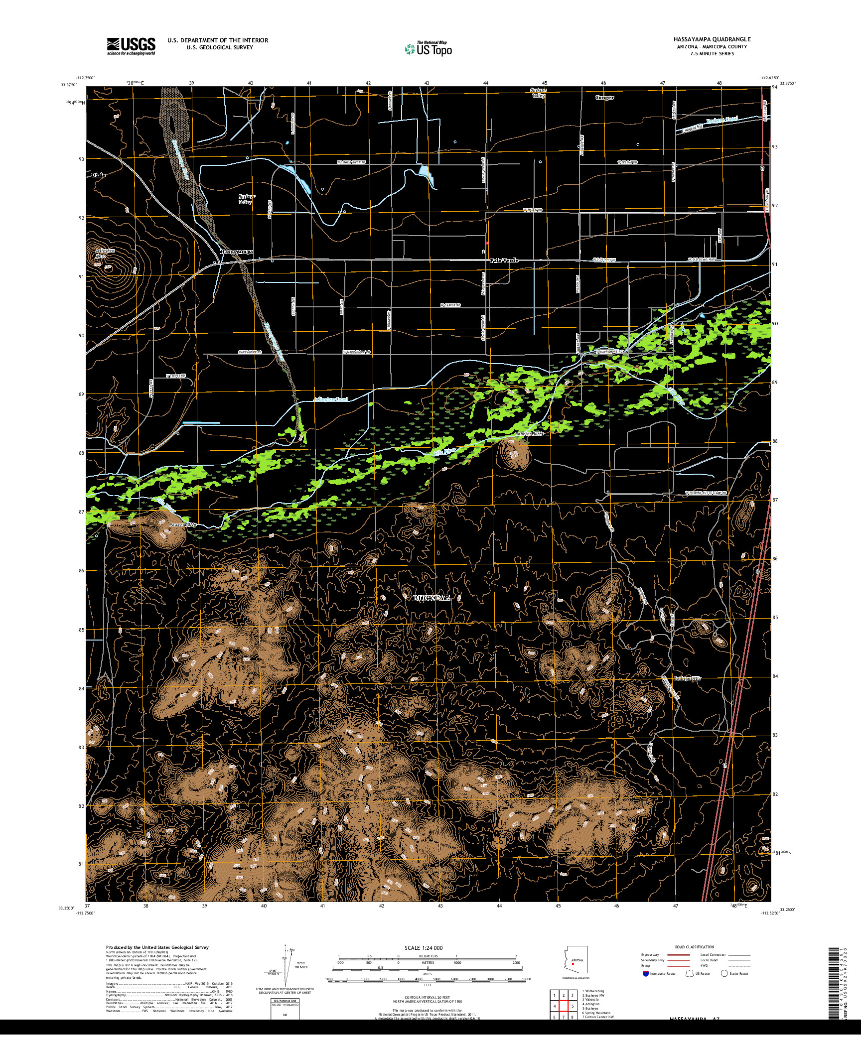 USGS US TOPO 7.5-MINUTE MAP FOR HASSAYAMPA, AZ 2018