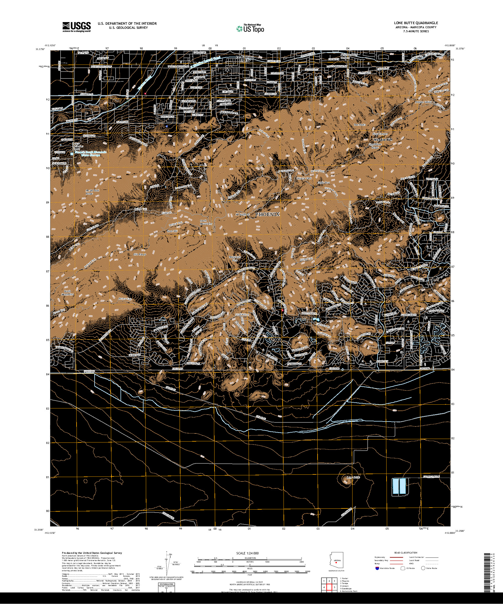 USGS US TOPO 7.5-MINUTE MAP FOR LONE BUTTE, AZ 2018