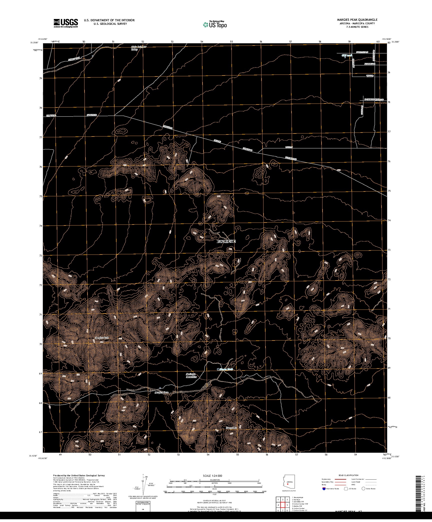 USGS US TOPO 7.5-MINUTE MAP FOR MARGIES PEAK, AZ 2018