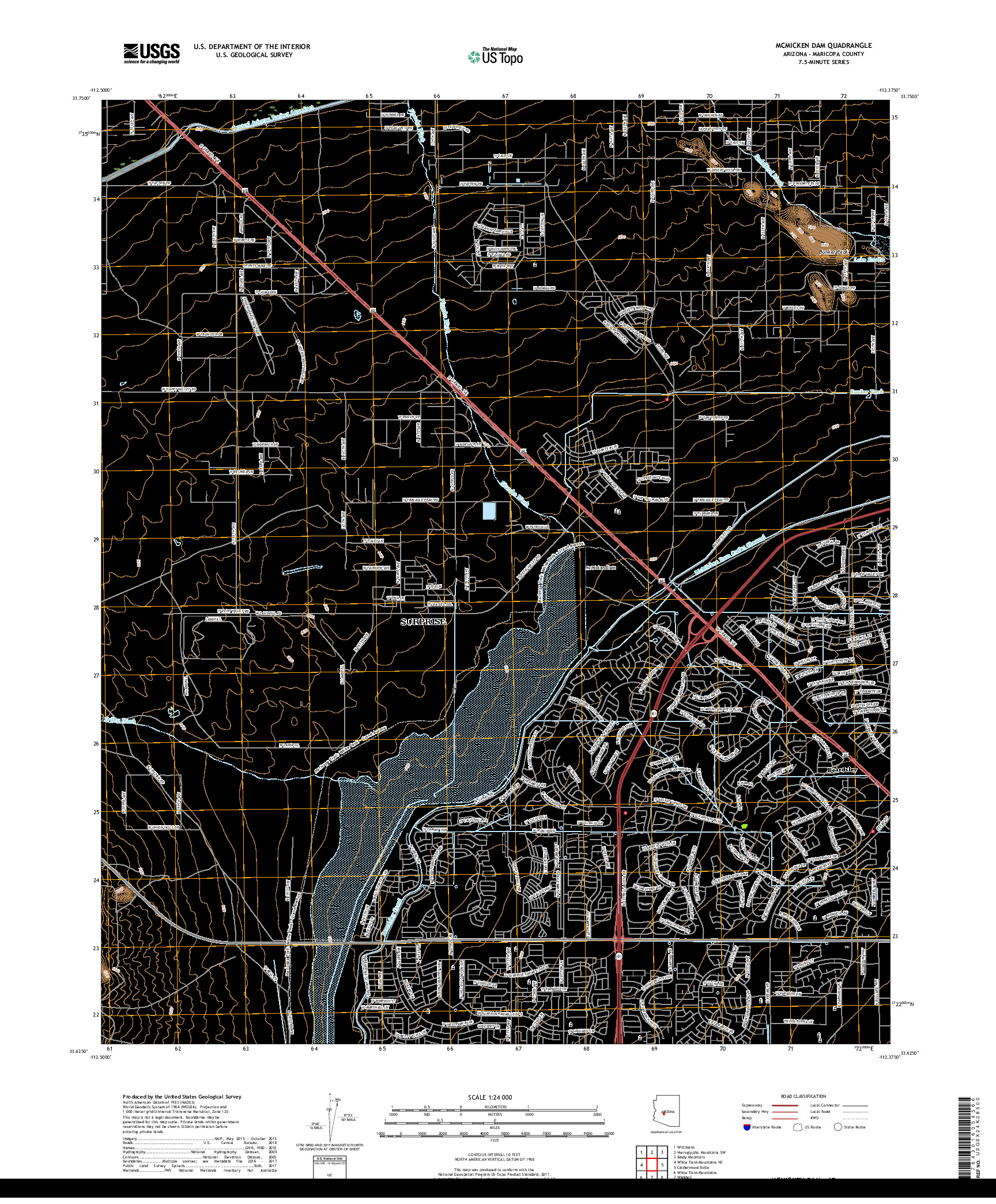 USGS US TOPO 7.5-MINUTE MAP FOR MCMICKEN DAM, AZ 2018