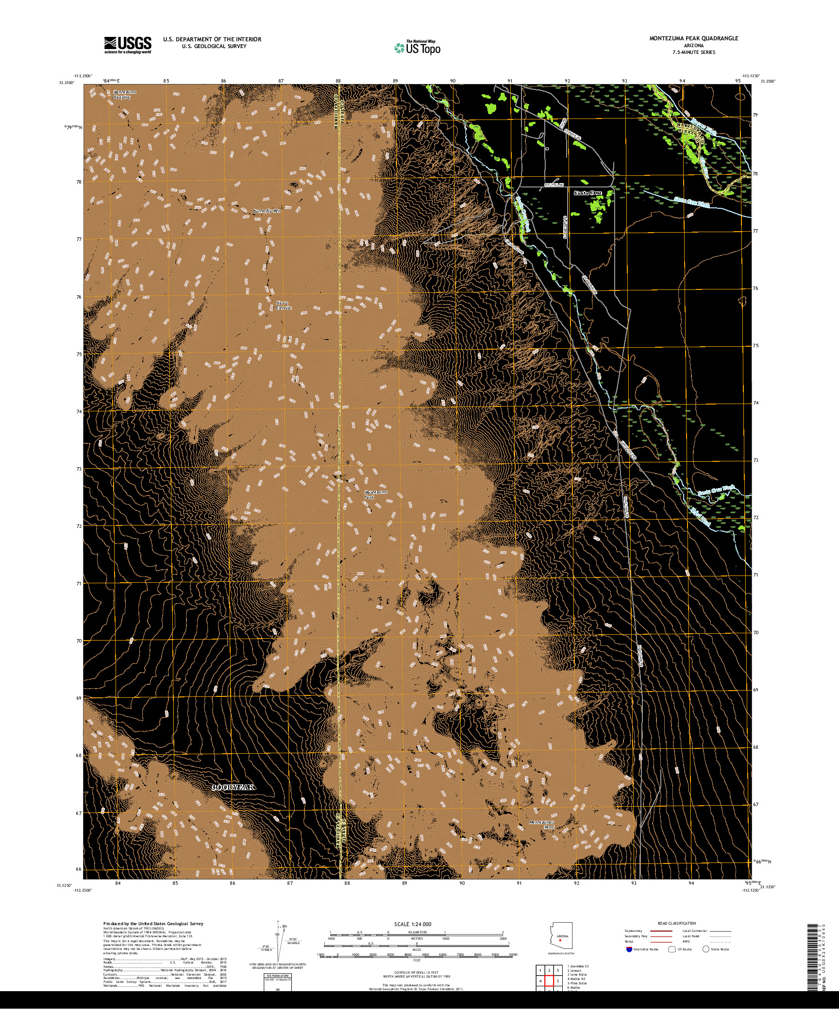 USGS US TOPO 7.5-MINUTE MAP FOR MONTEZUMA PEAK, AZ 2018