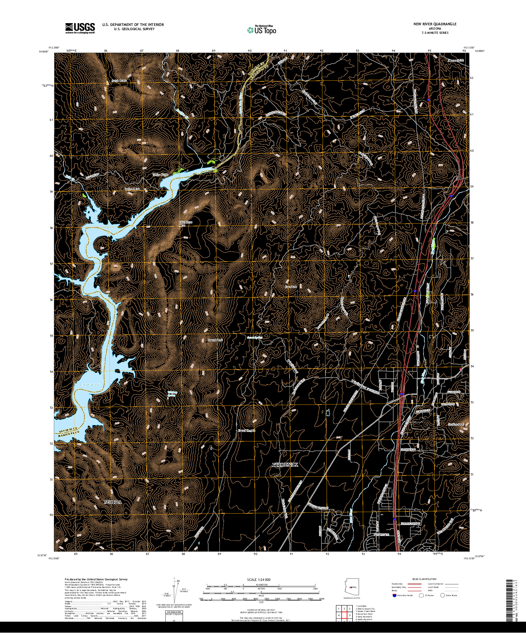 USGS US TOPO 7.5-MINUTE MAP FOR NEW RIVER, AZ 2018