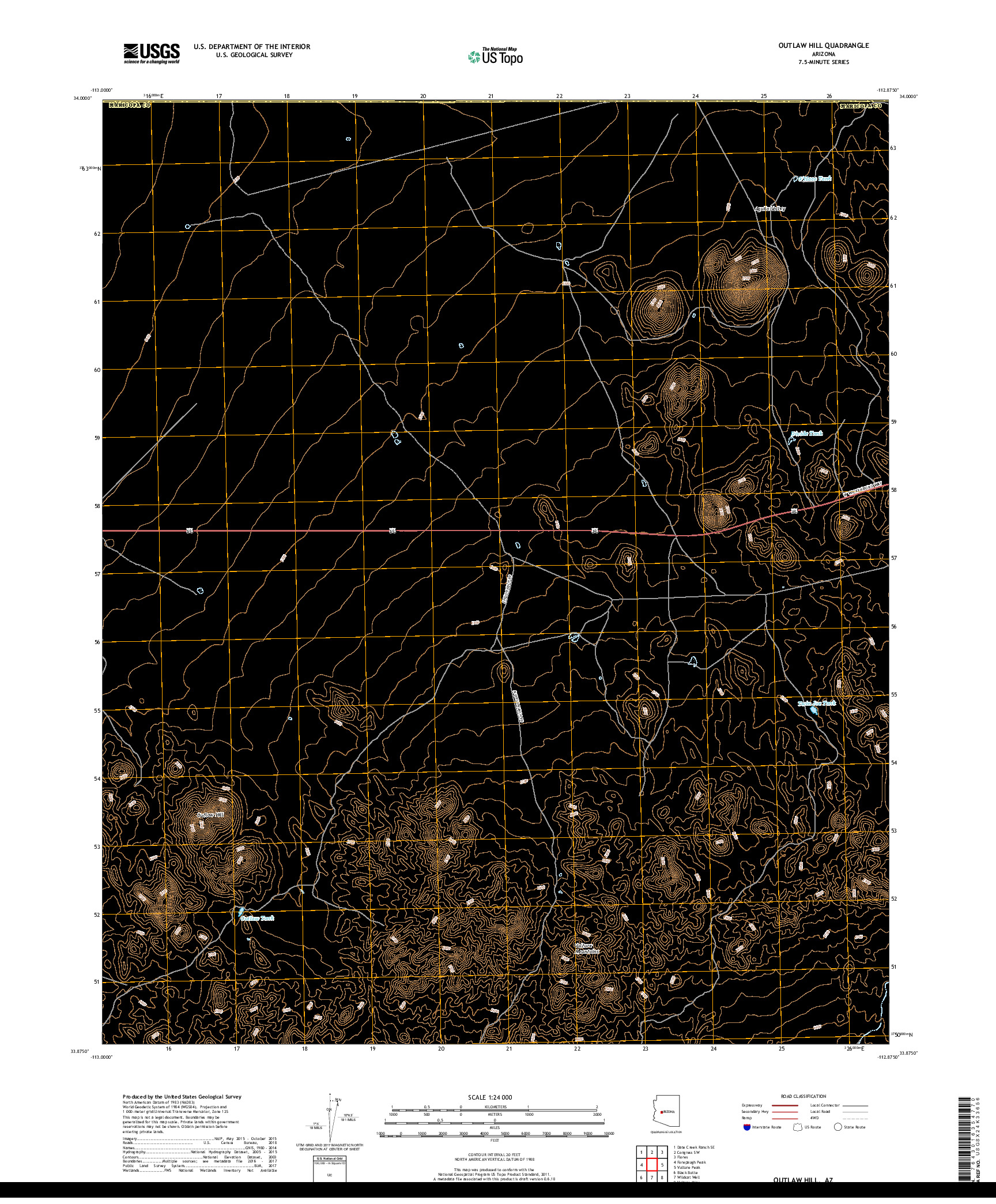 USGS US TOPO 7.5-MINUTE MAP FOR OUTLAW HILL, AZ 2018