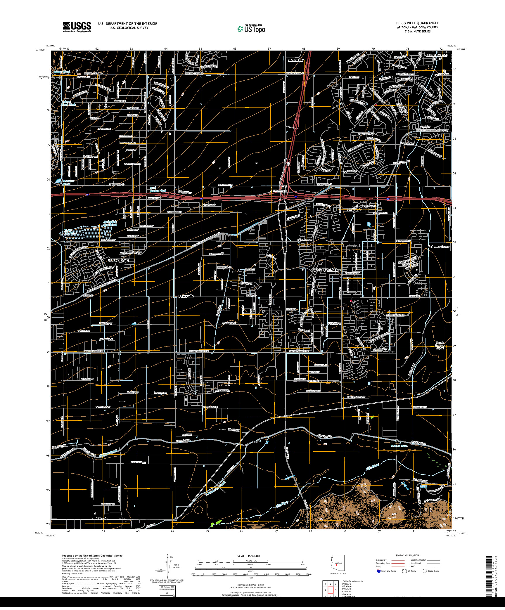 USGS US TOPO 7.5-MINUTE MAP FOR PERRYVILLE, AZ 2018