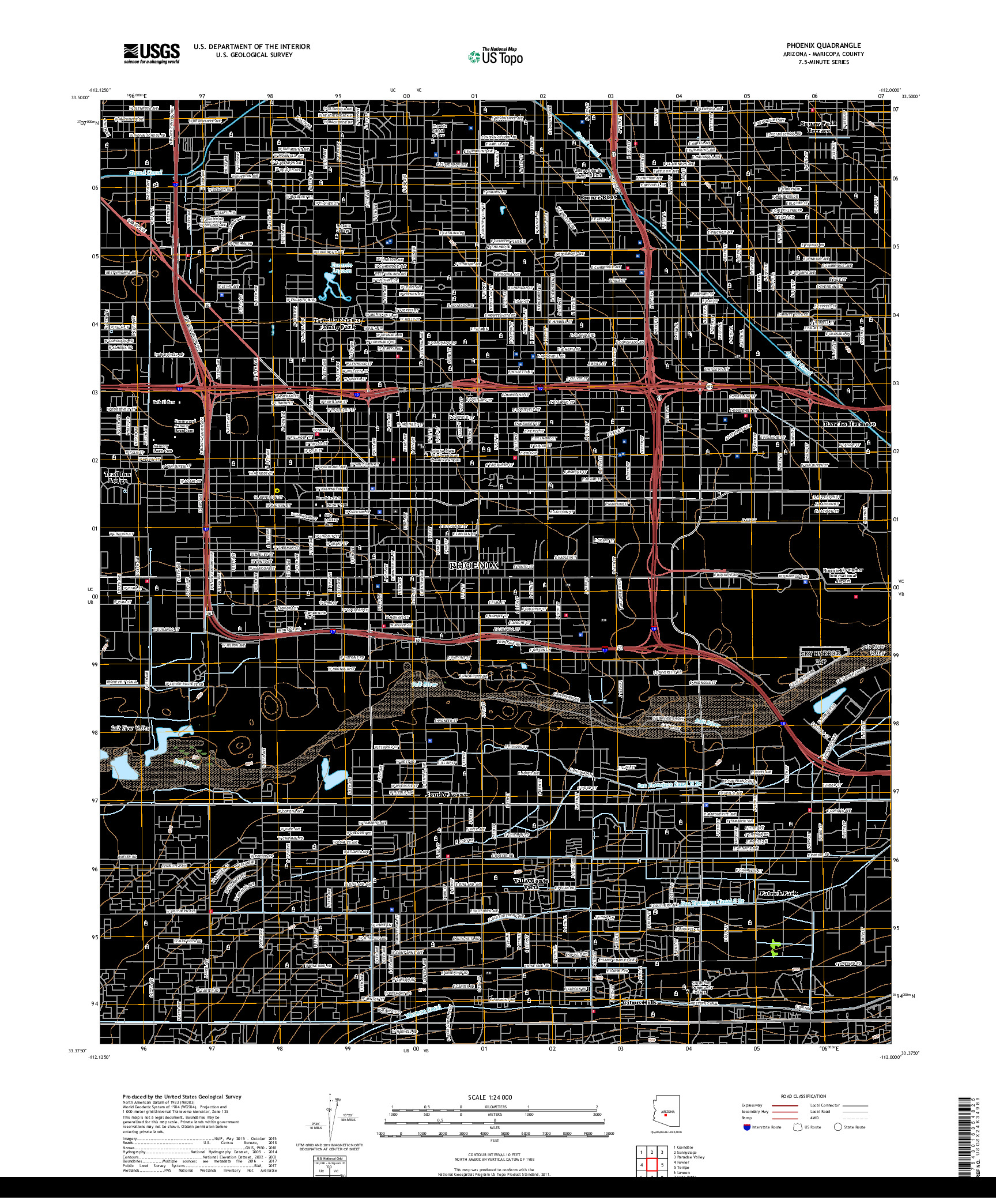 USGS US TOPO 7.5-MINUTE MAP FOR PHOENIX, AZ 2018