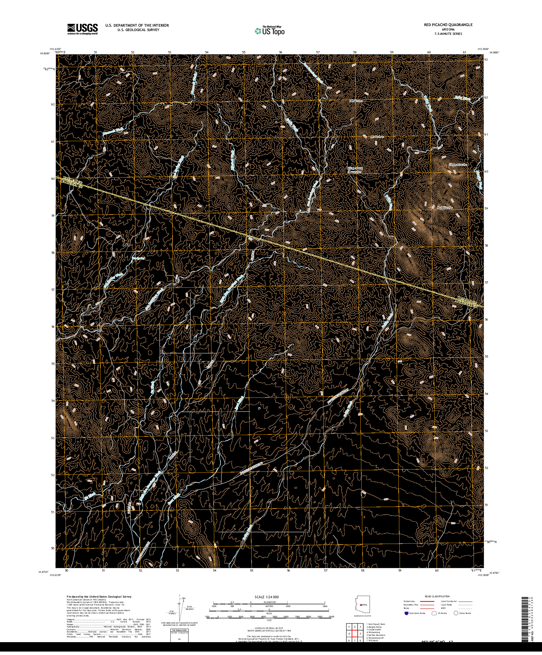 USGS US TOPO 7.5-MINUTE MAP FOR RED PICACHO, AZ 2018