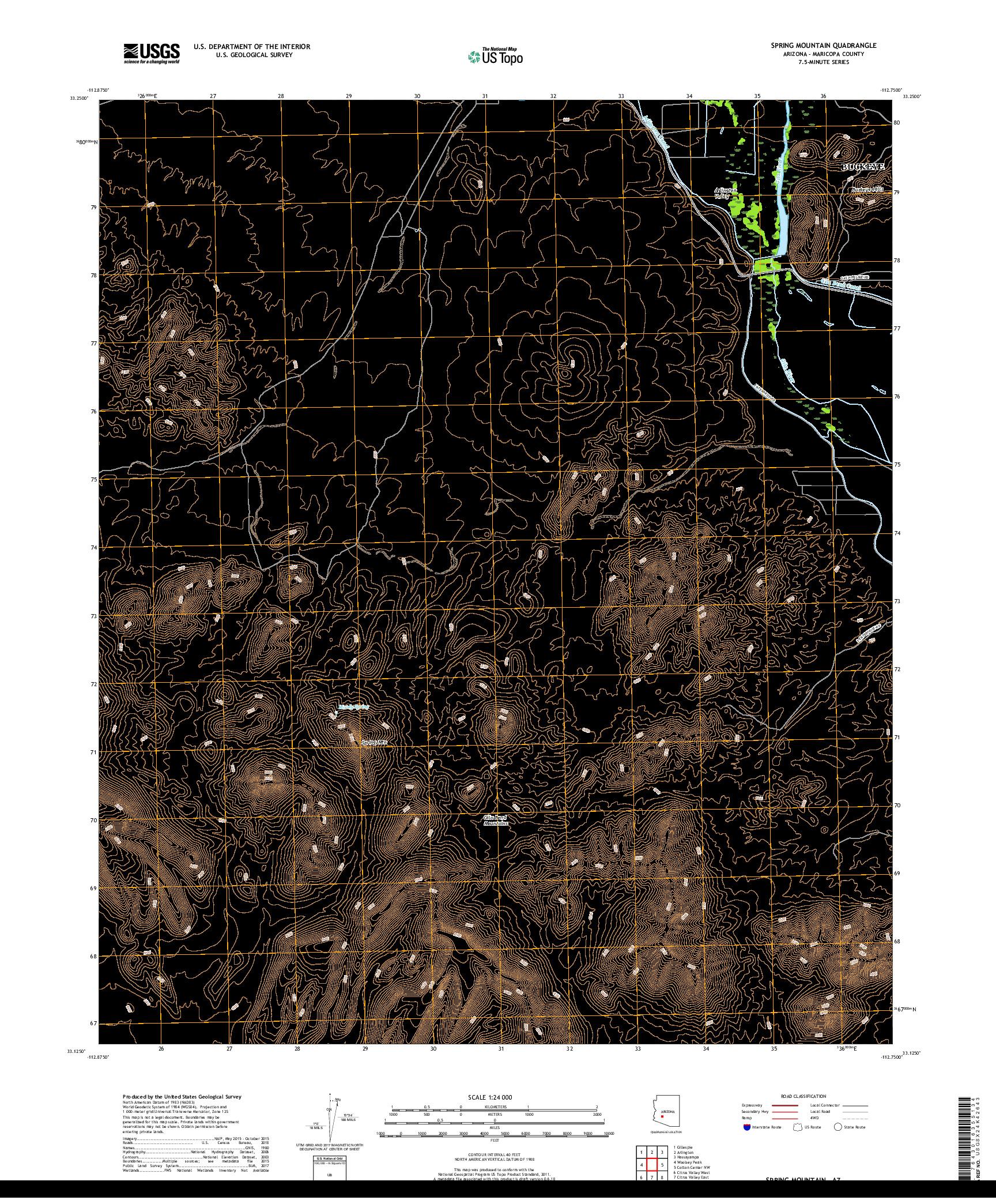 USGS US TOPO 7.5-MINUTE MAP FOR SPRING MOUNTAIN, AZ 2018