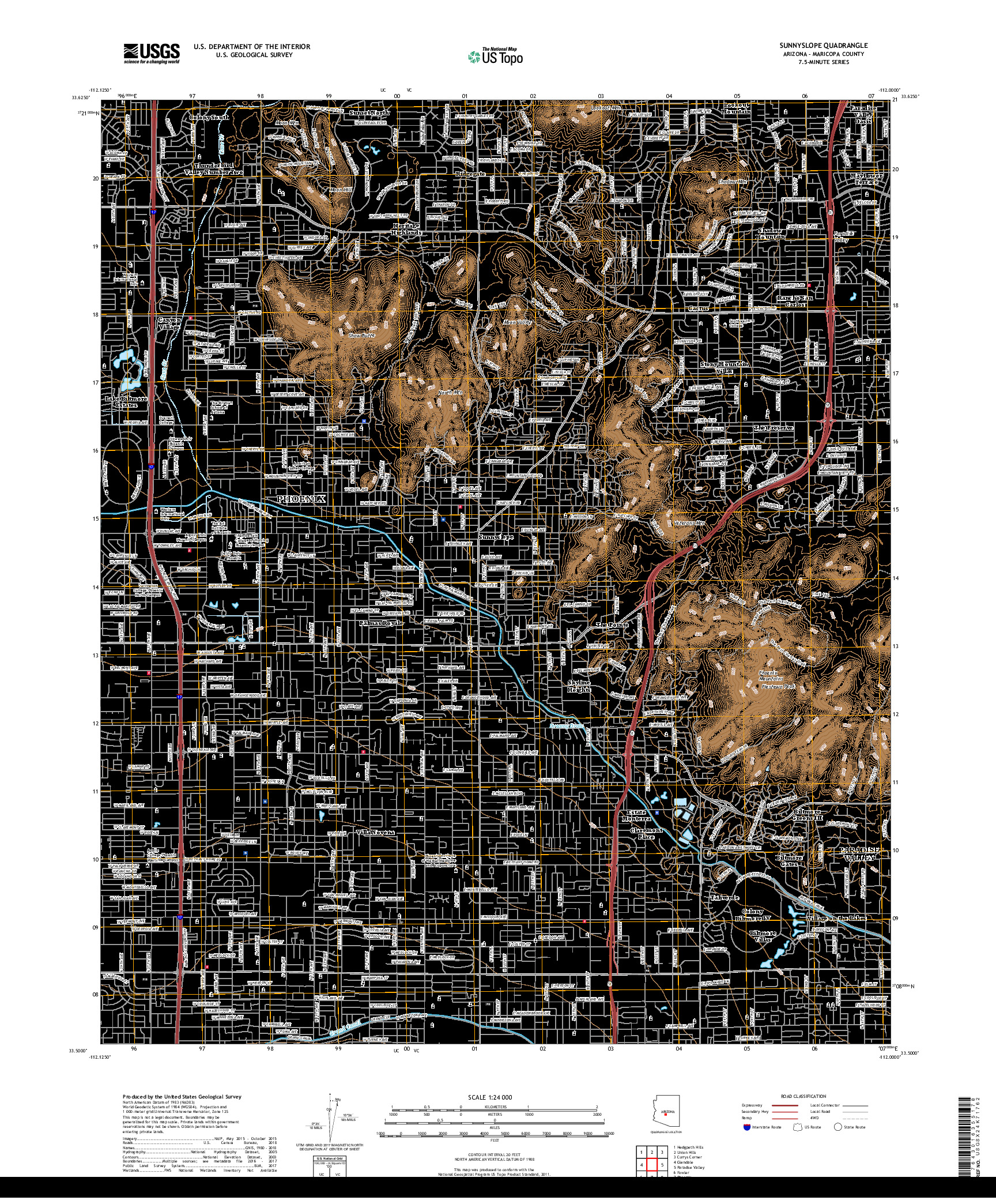 USGS US TOPO 7.5-MINUTE MAP FOR SUNNYSLOPE, AZ 2018