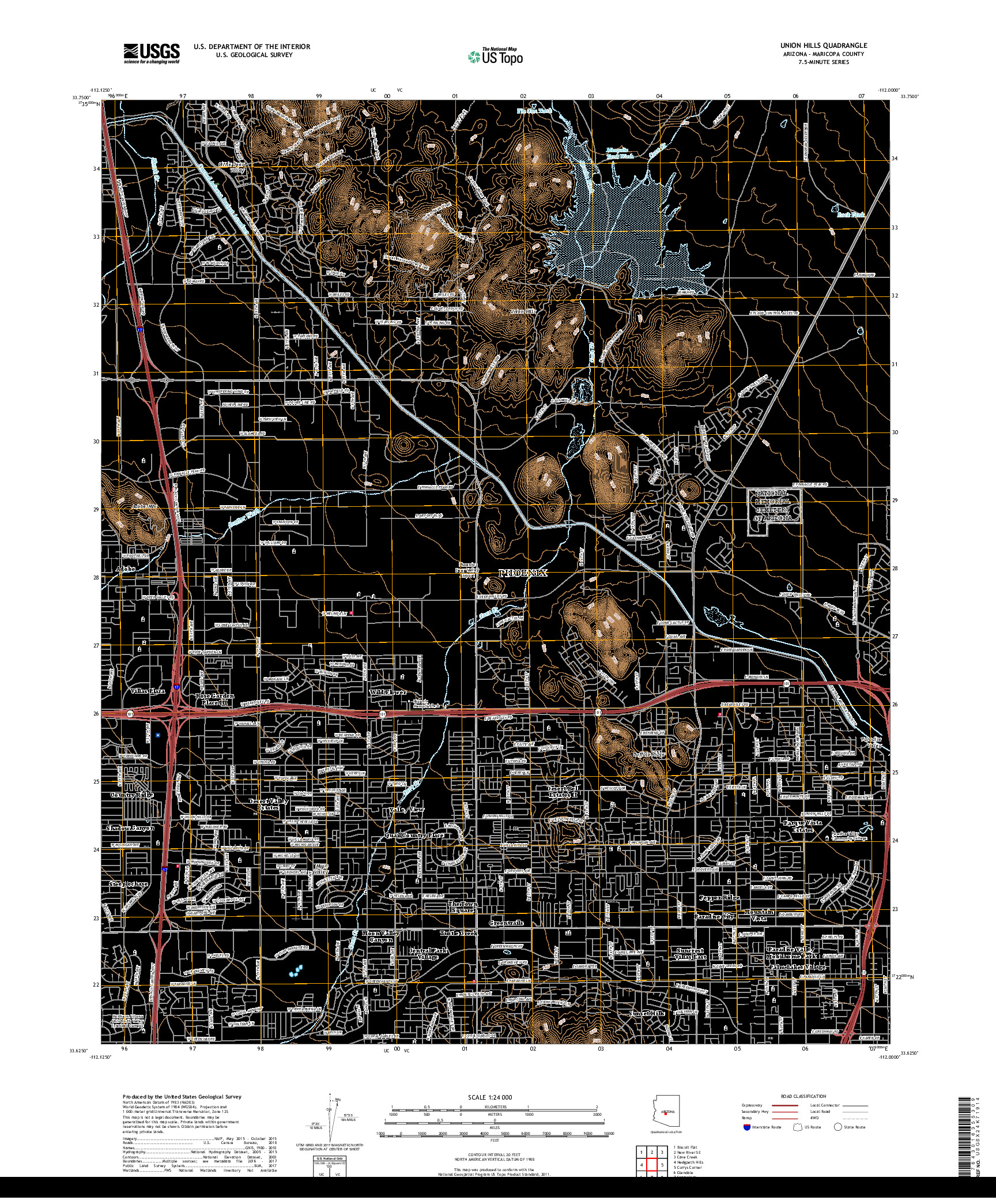 USGS US TOPO 7.5-MINUTE MAP FOR UNION HILLS, AZ 2018