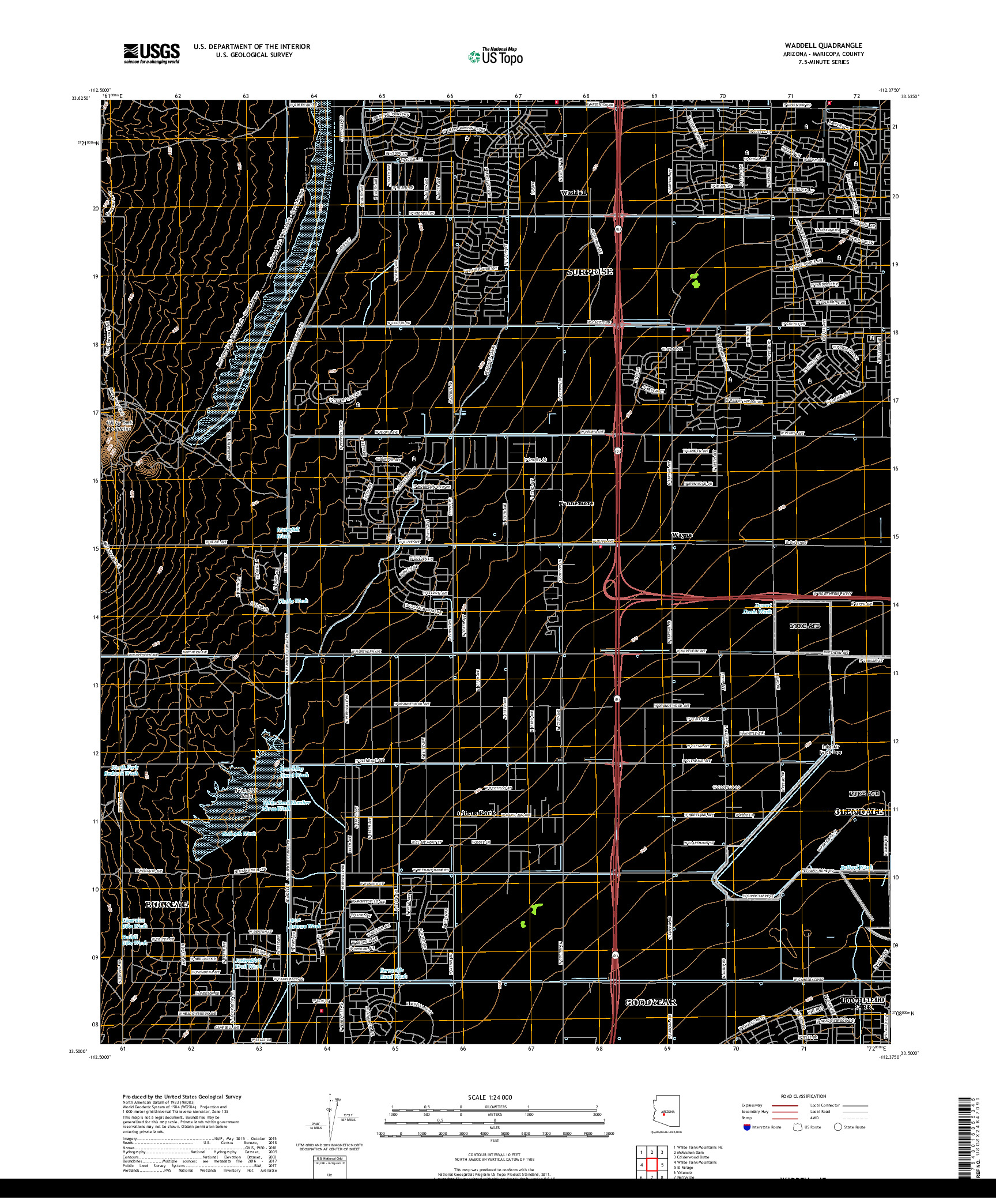 USGS US TOPO 7.5-MINUTE MAP FOR WADDELL, AZ 2018