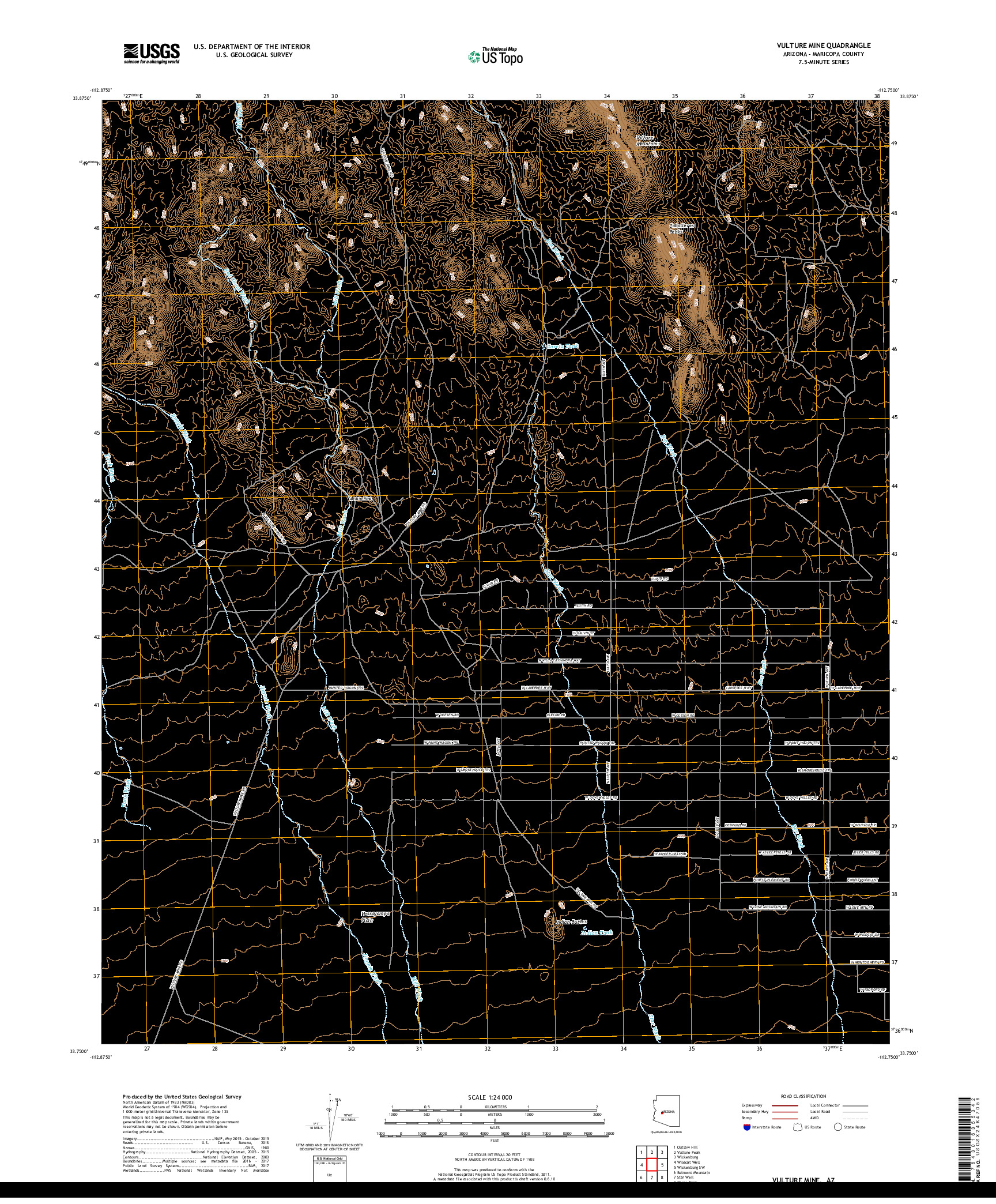 USGS US TOPO 7.5-MINUTE MAP FOR VULTURE MINE, AZ 2018