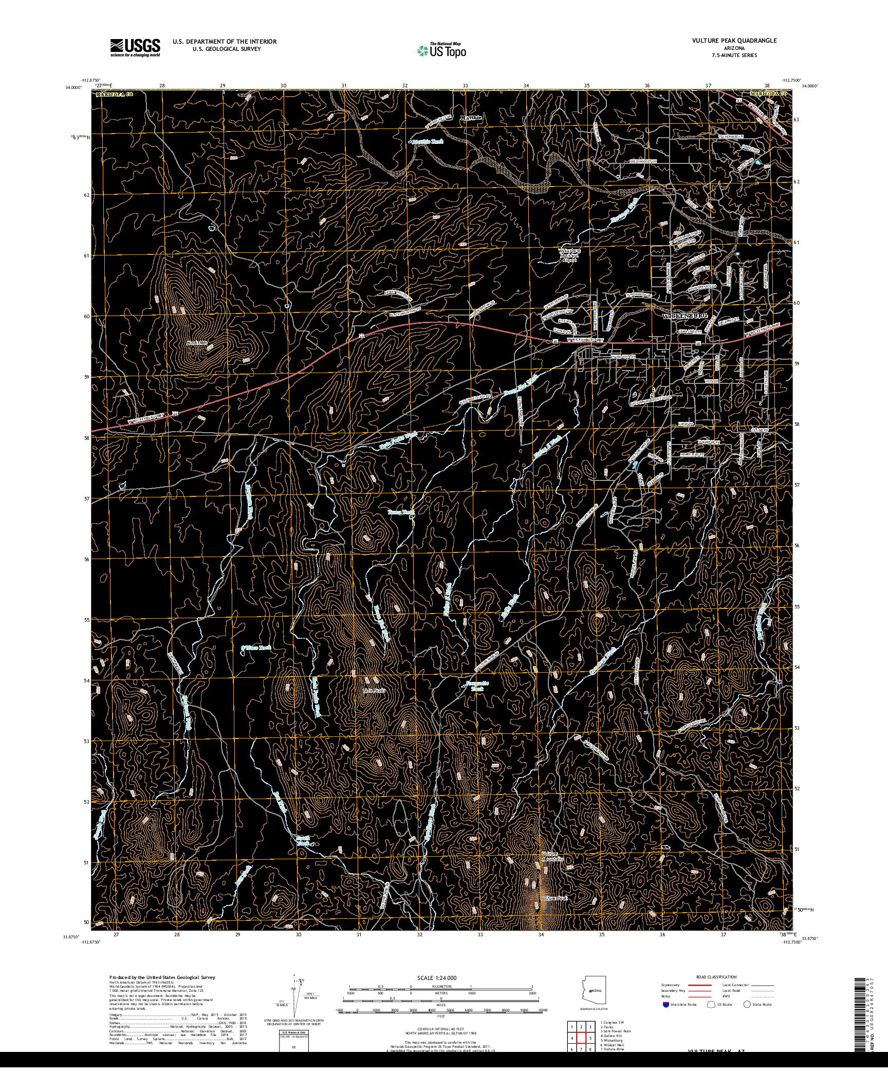 USGS US TOPO 7.5-MINUTE MAP FOR VULTURE PEAK, AZ 2018