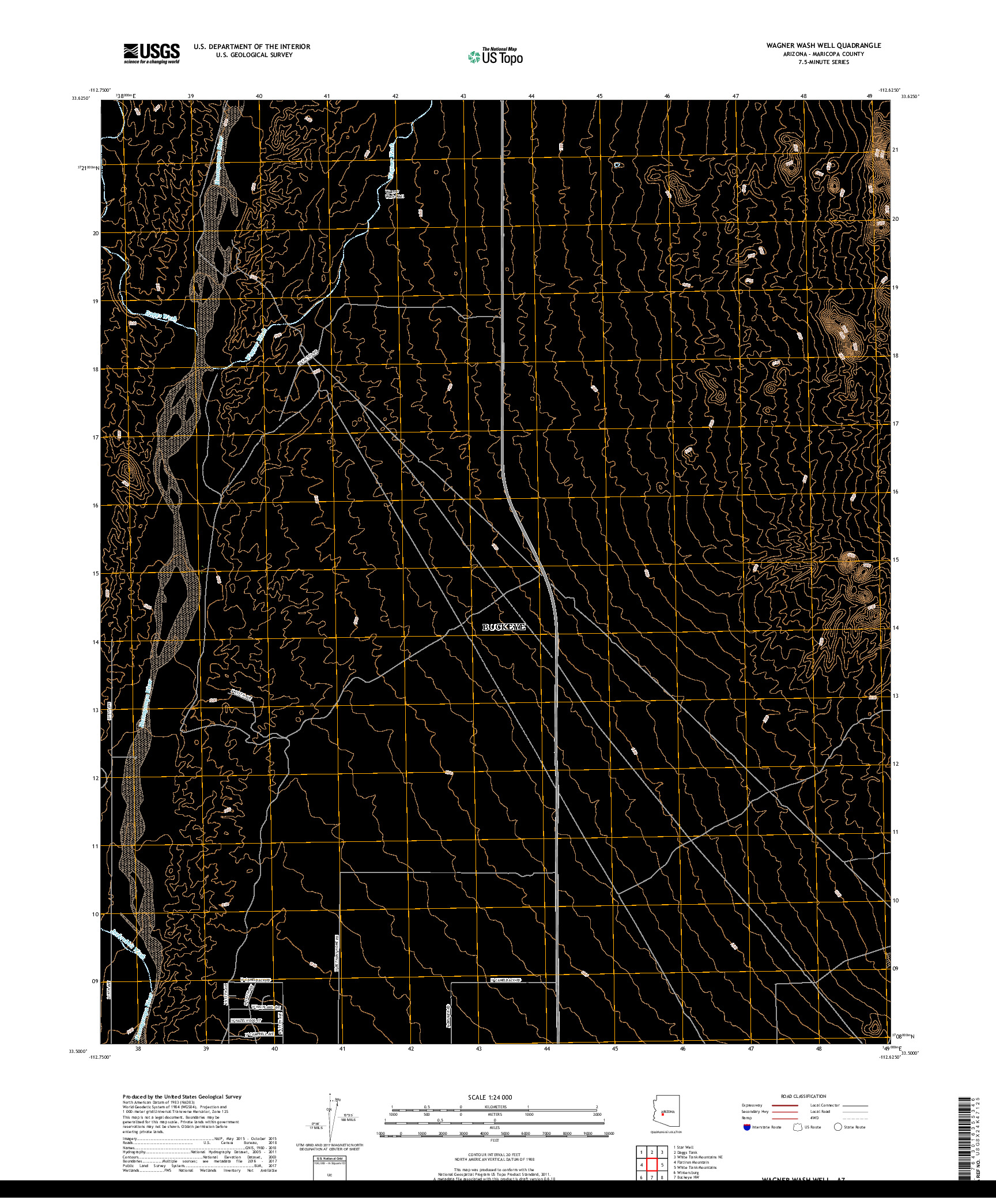 USGS US TOPO 7.5-MINUTE MAP FOR WAGNER WASH WELL, AZ 2018