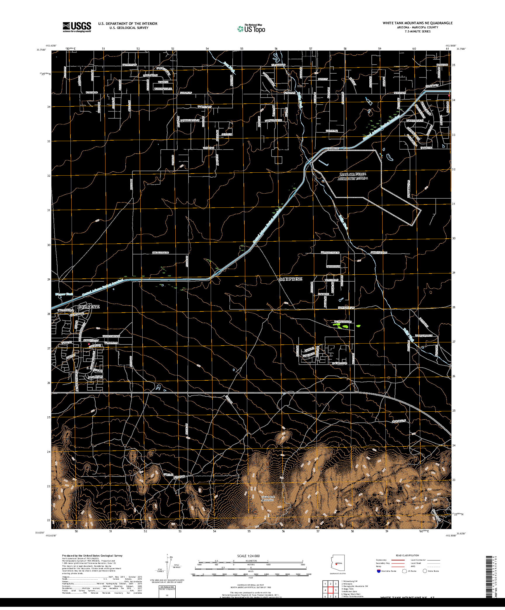 USGS US TOPO 7.5-MINUTE MAP FOR WHITE TANK MOUNTAINS NE, AZ 2018