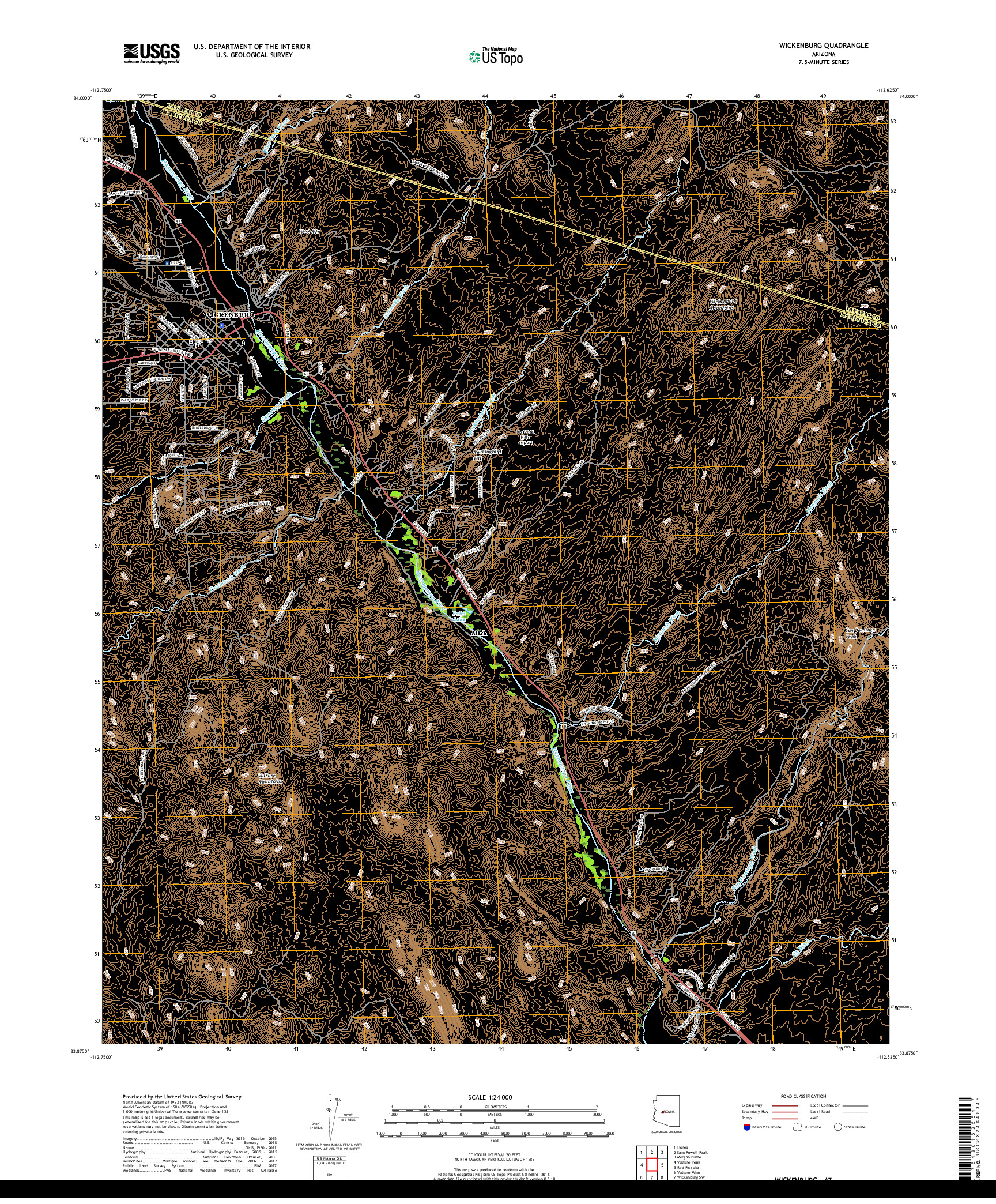 USGS US TOPO 7.5-MINUTE MAP FOR WICKENBURG, AZ 2018