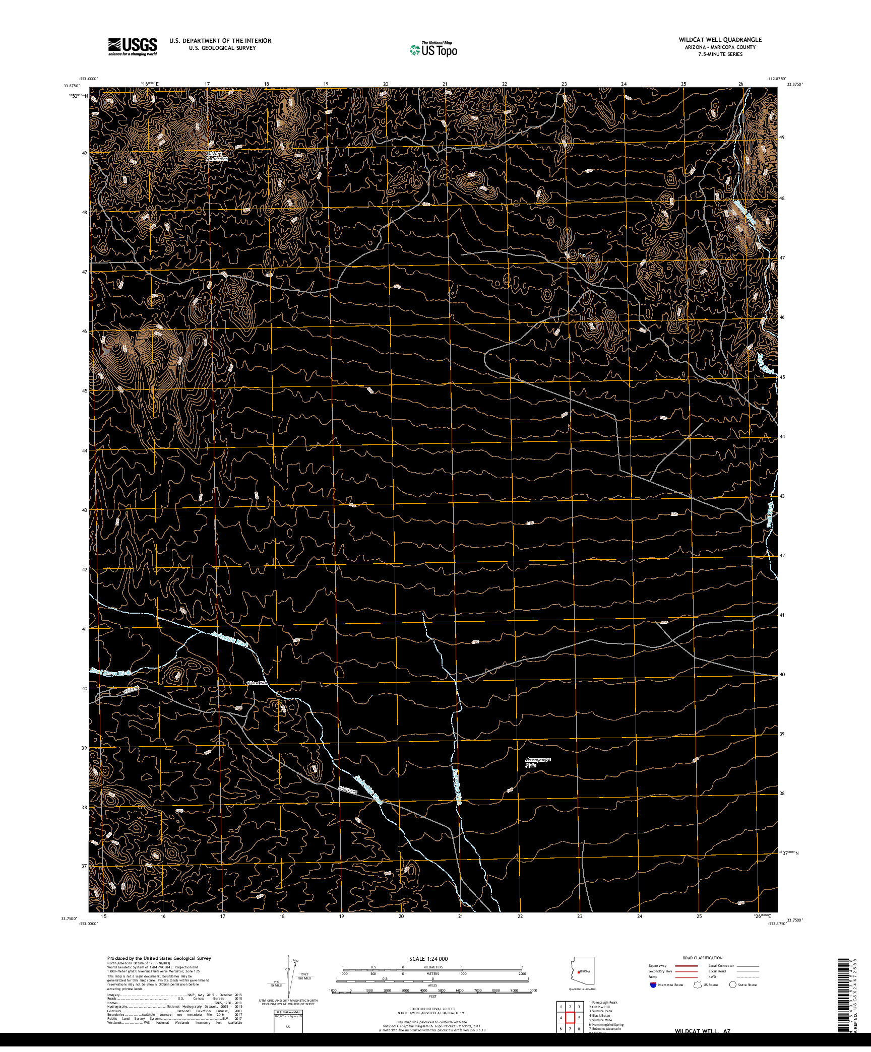 USGS US TOPO 7.5-MINUTE MAP FOR WILDCAT WELL, AZ 2018