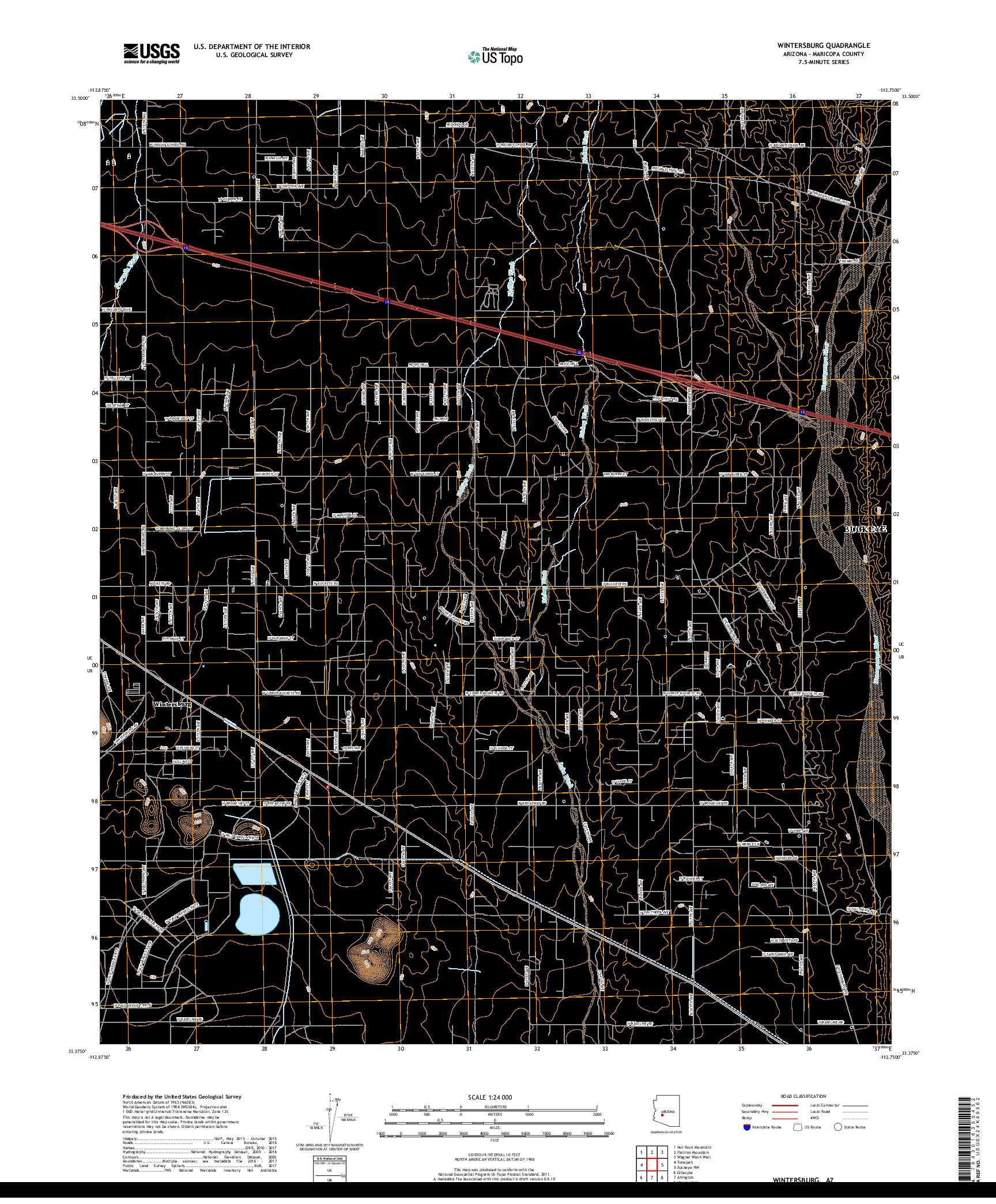 USGS US TOPO 7.5-MINUTE MAP FOR WINTERSBURG, AZ 2018