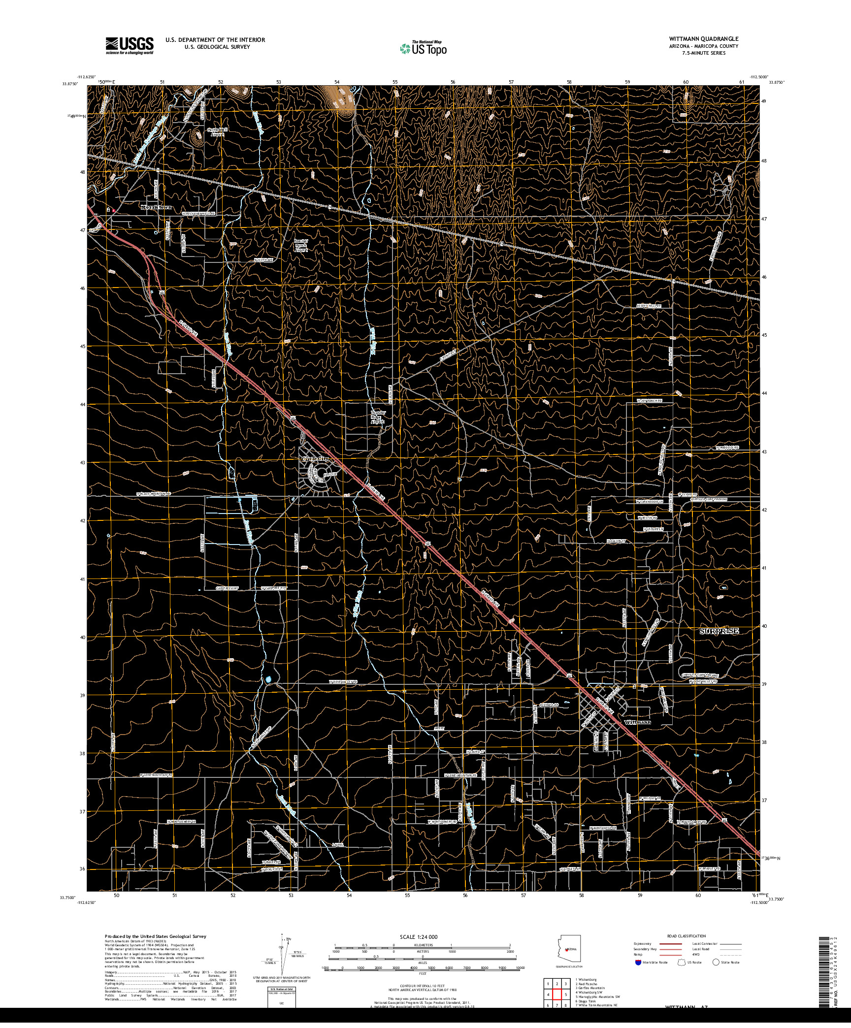 USGS US TOPO 7.5-MINUTE MAP FOR WITTMANN, AZ 2018