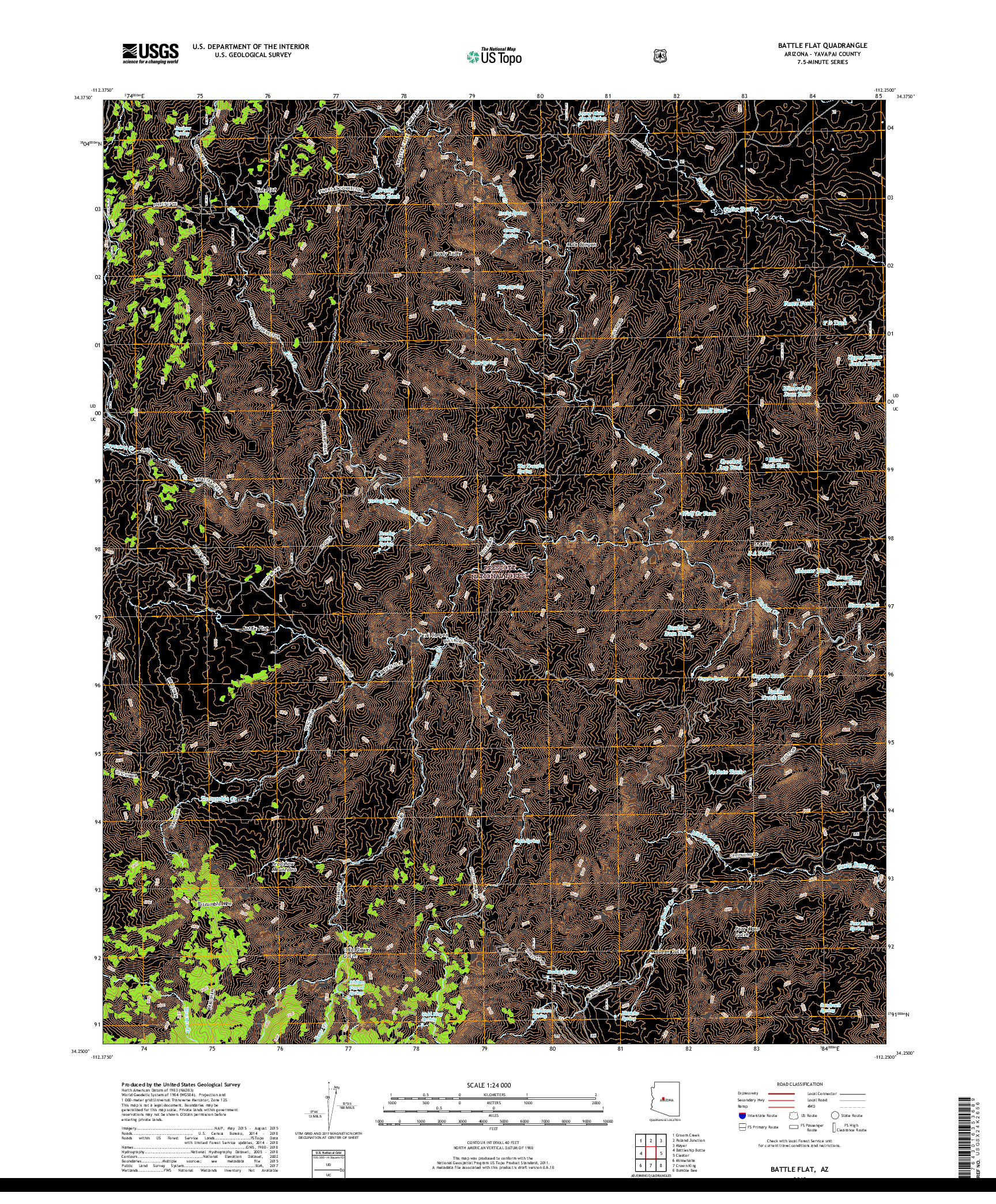 USGS US TOPO 7.5-MINUTE MAP FOR BATTLE FLAT, AZ 2018
