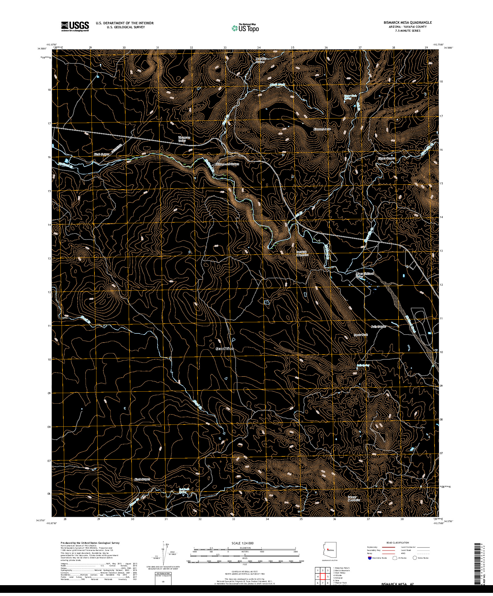 USGS US TOPO 7.5-MINUTE MAP FOR BISMARCK MESA, AZ 2018
