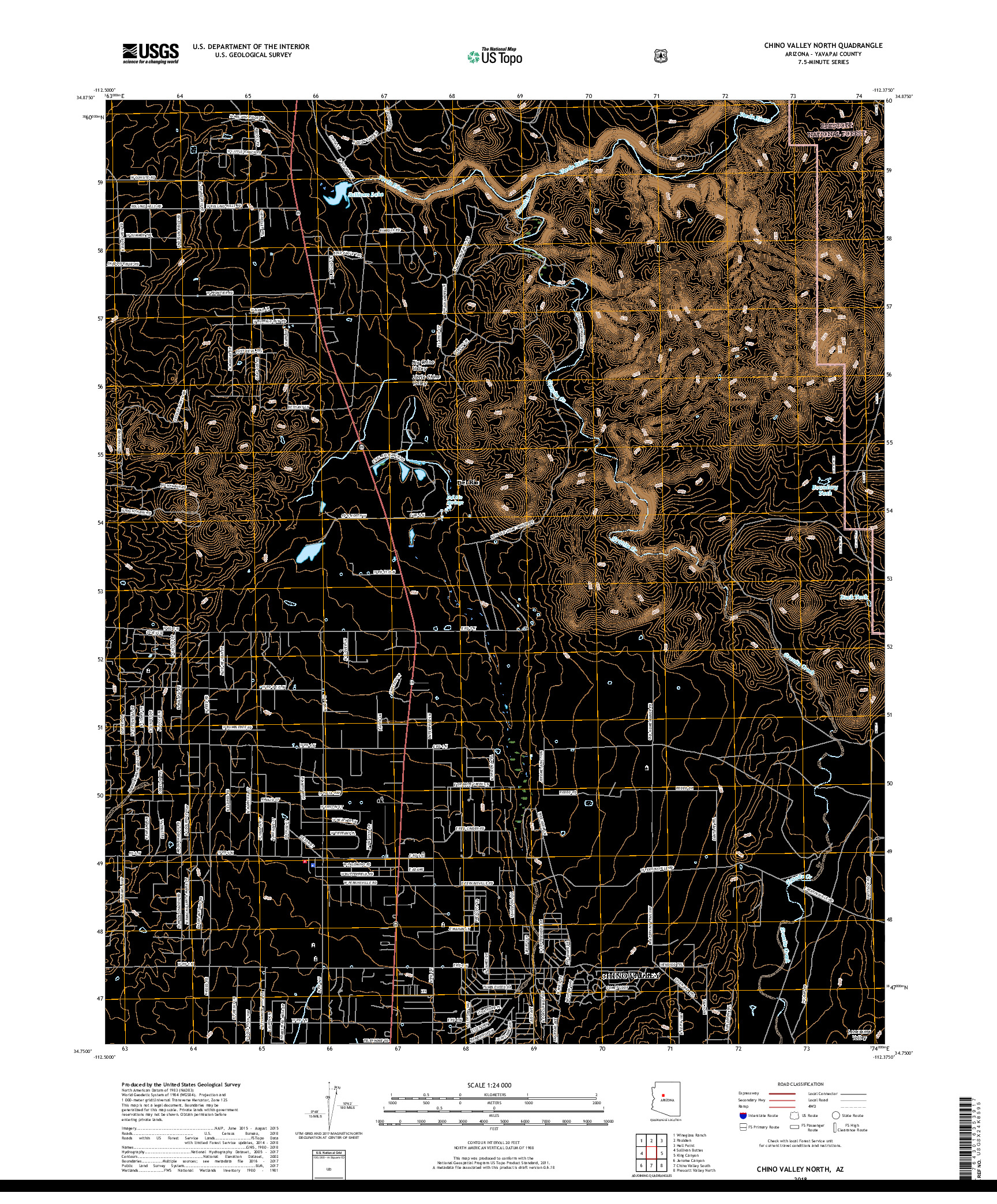 USGS US TOPO 7.5-MINUTE MAP FOR CHINO VALLEY NORTH, AZ 2018