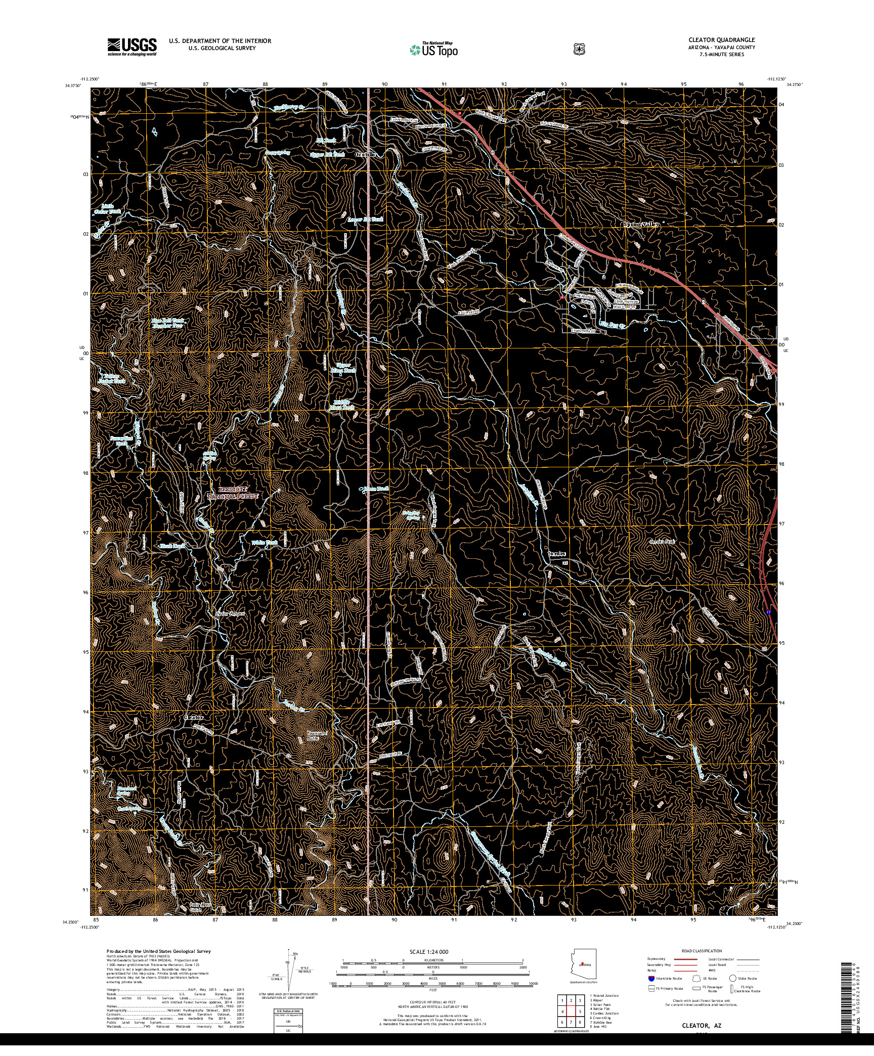 USGS US TOPO 7.5-MINUTE MAP FOR CLEATOR, AZ 2018