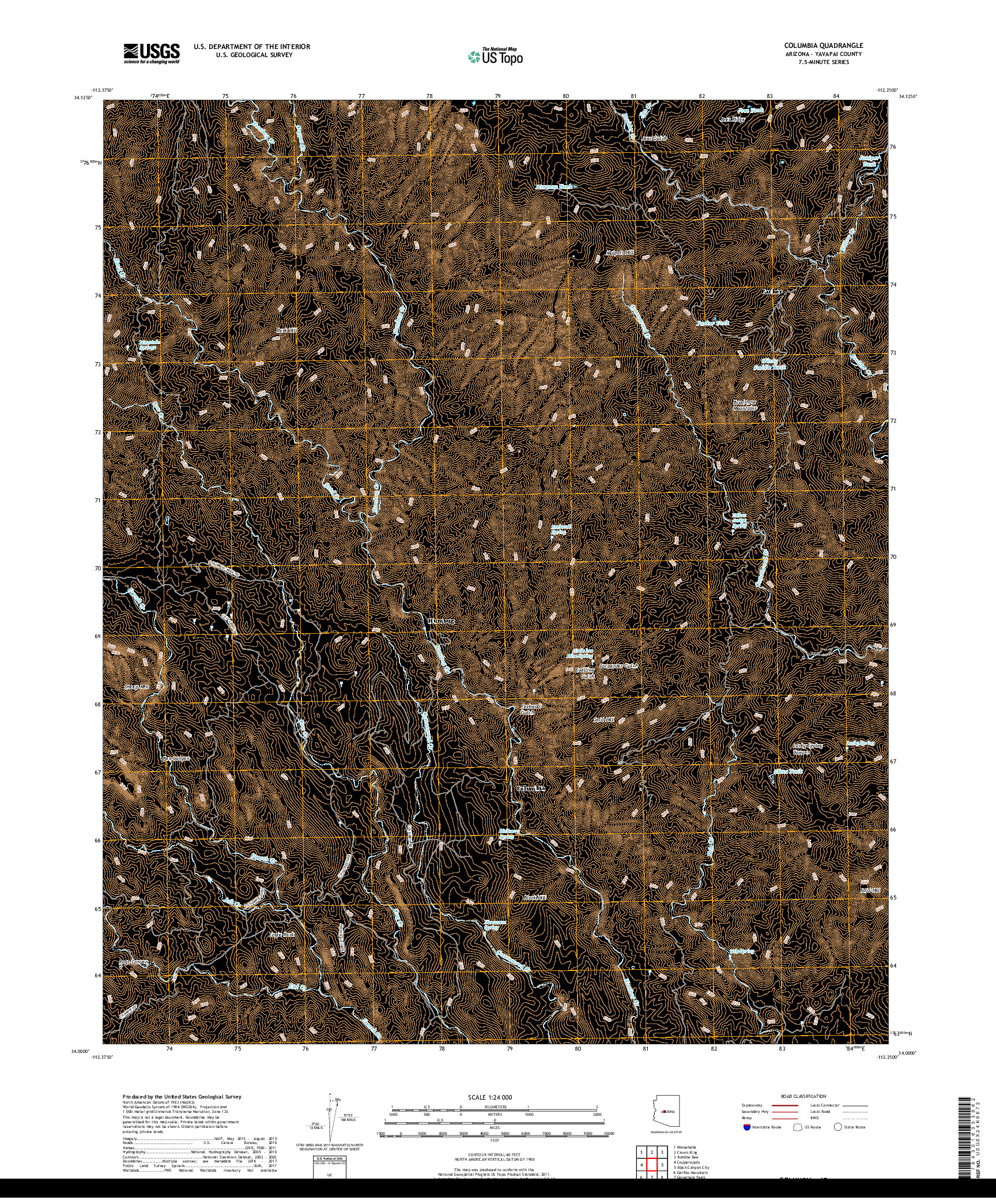 USGS US TOPO 7.5-MINUTE MAP FOR COLUMBIA, AZ 2018