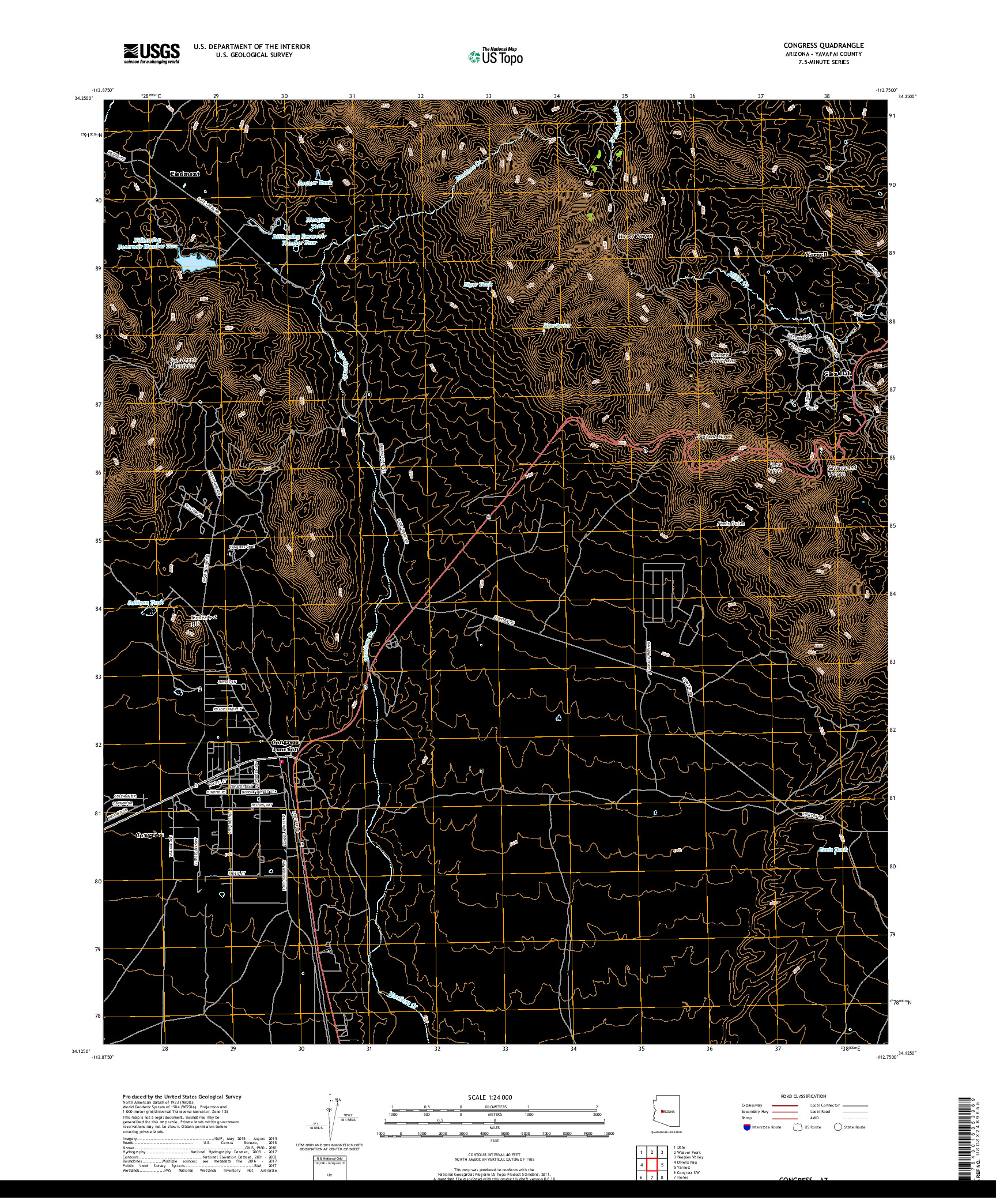 USGS US TOPO 7.5-MINUTE MAP FOR CONGRESS, AZ 2018