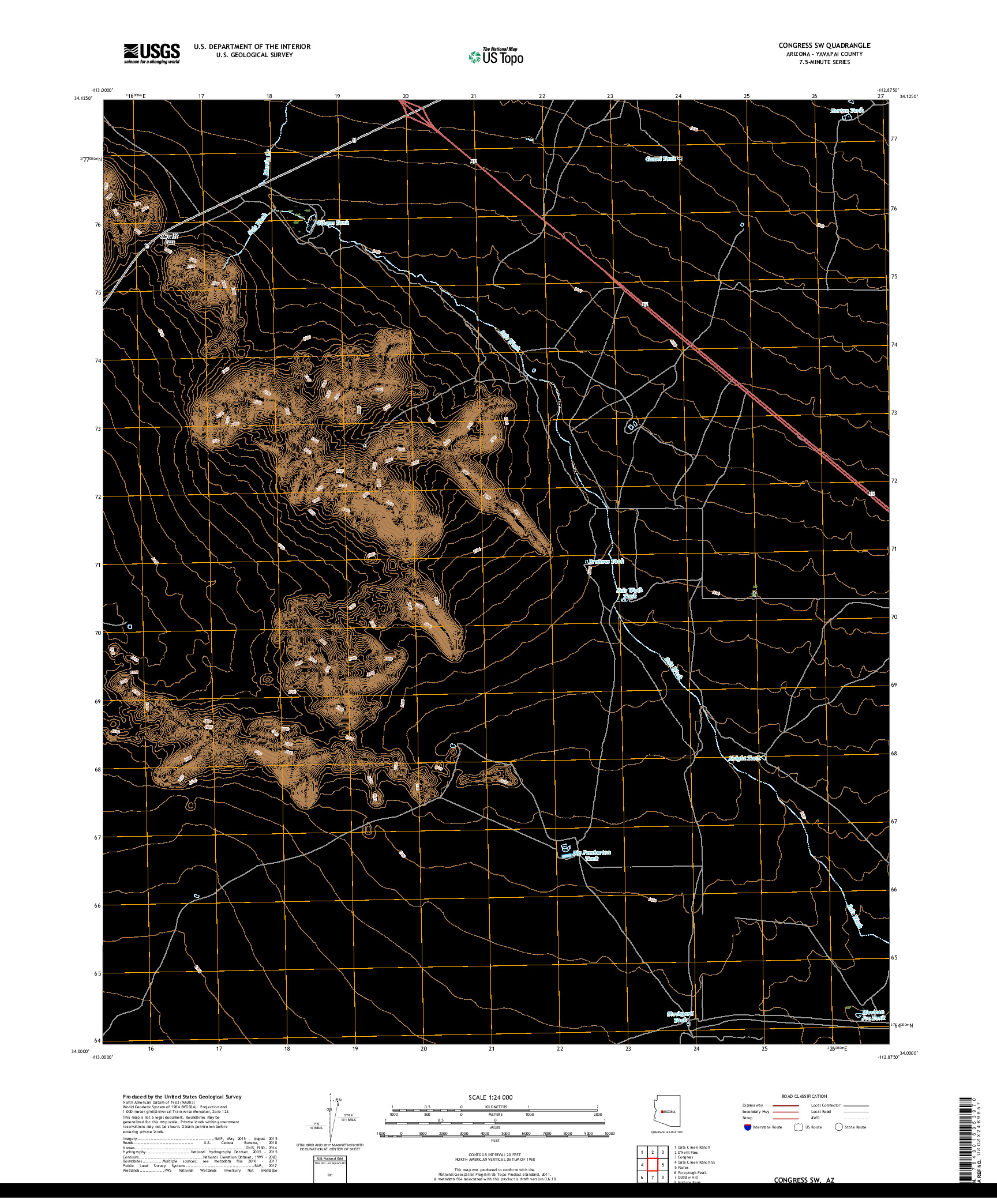 USGS US TOPO 7.5-MINUTE MAP FOR CONGRESS SW, AZ 2018