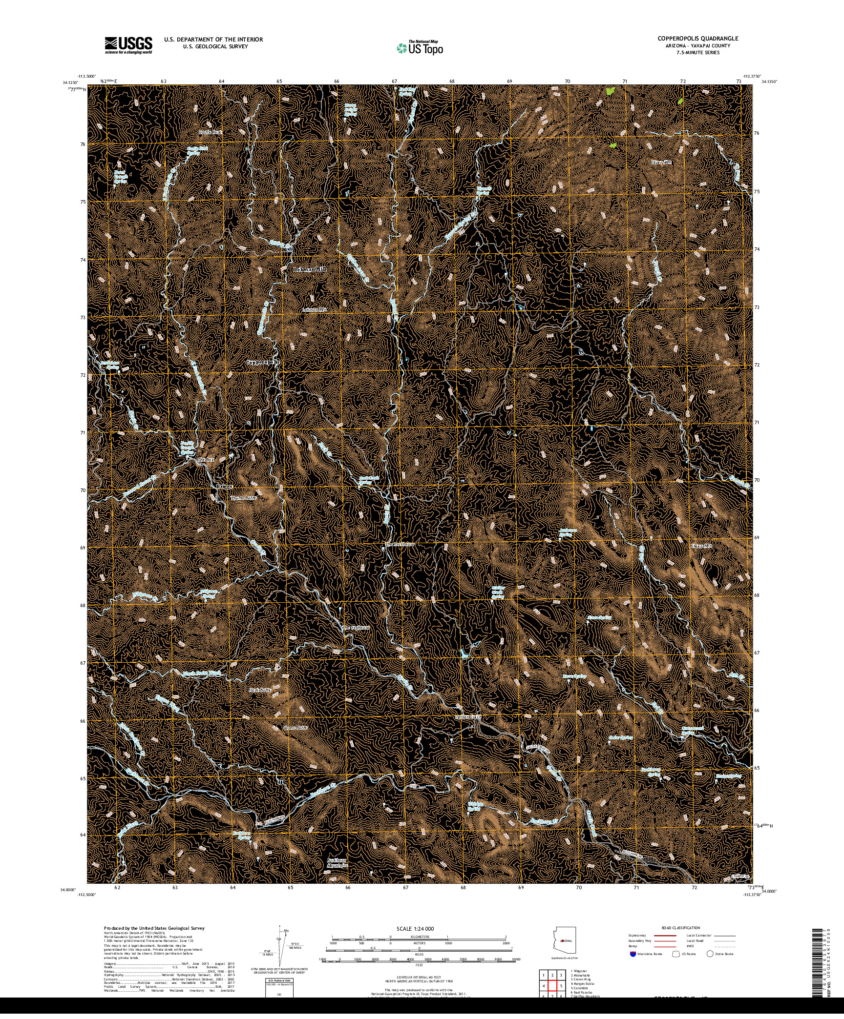 USGS US TOPO 7.5-MINUTE MAP FOR COPPEROPOLIS, AZ 2018