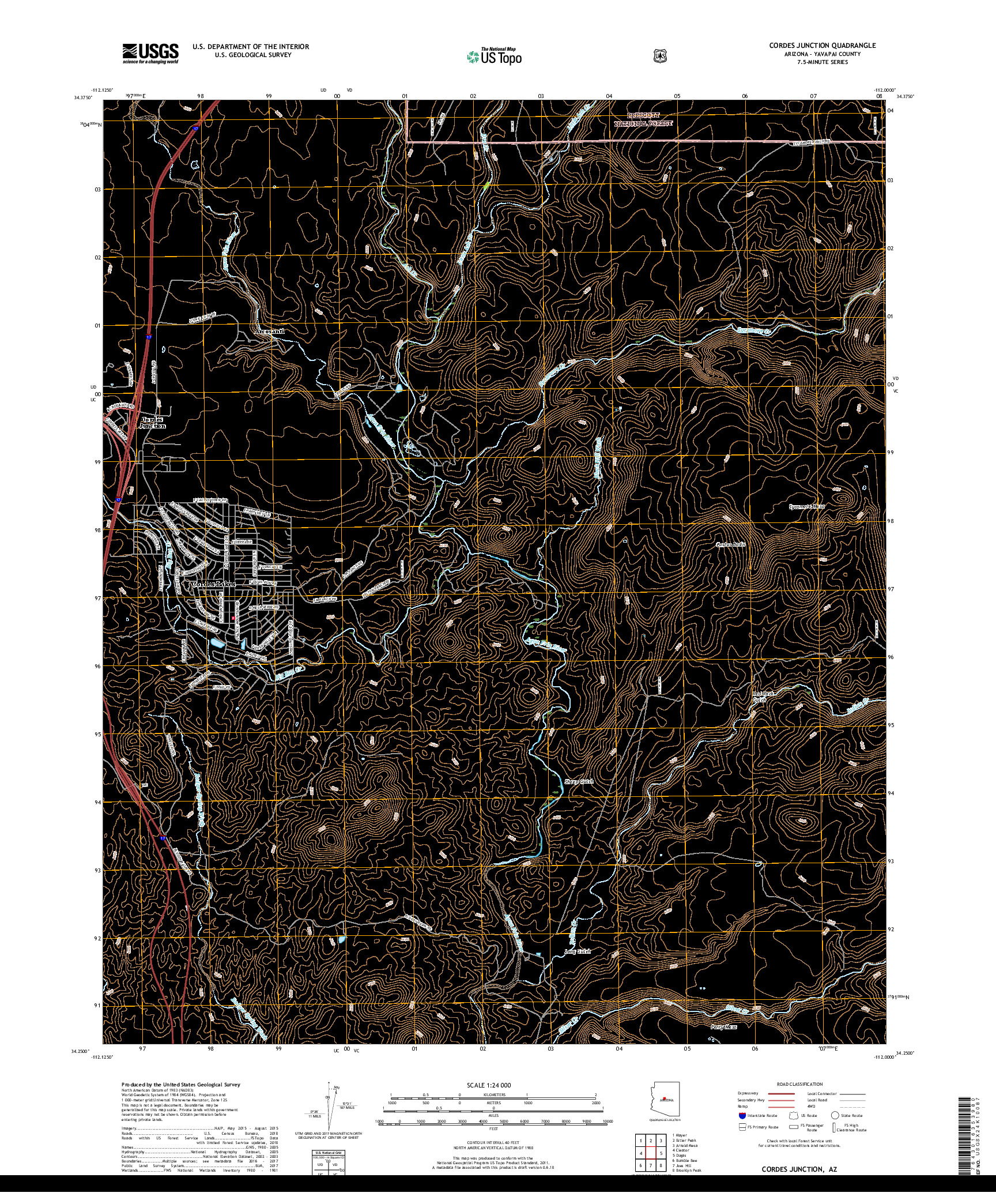 USGS US TOPO 7.5-MINUTE MAP FOR CORDES JUNCTION, AZ 2018