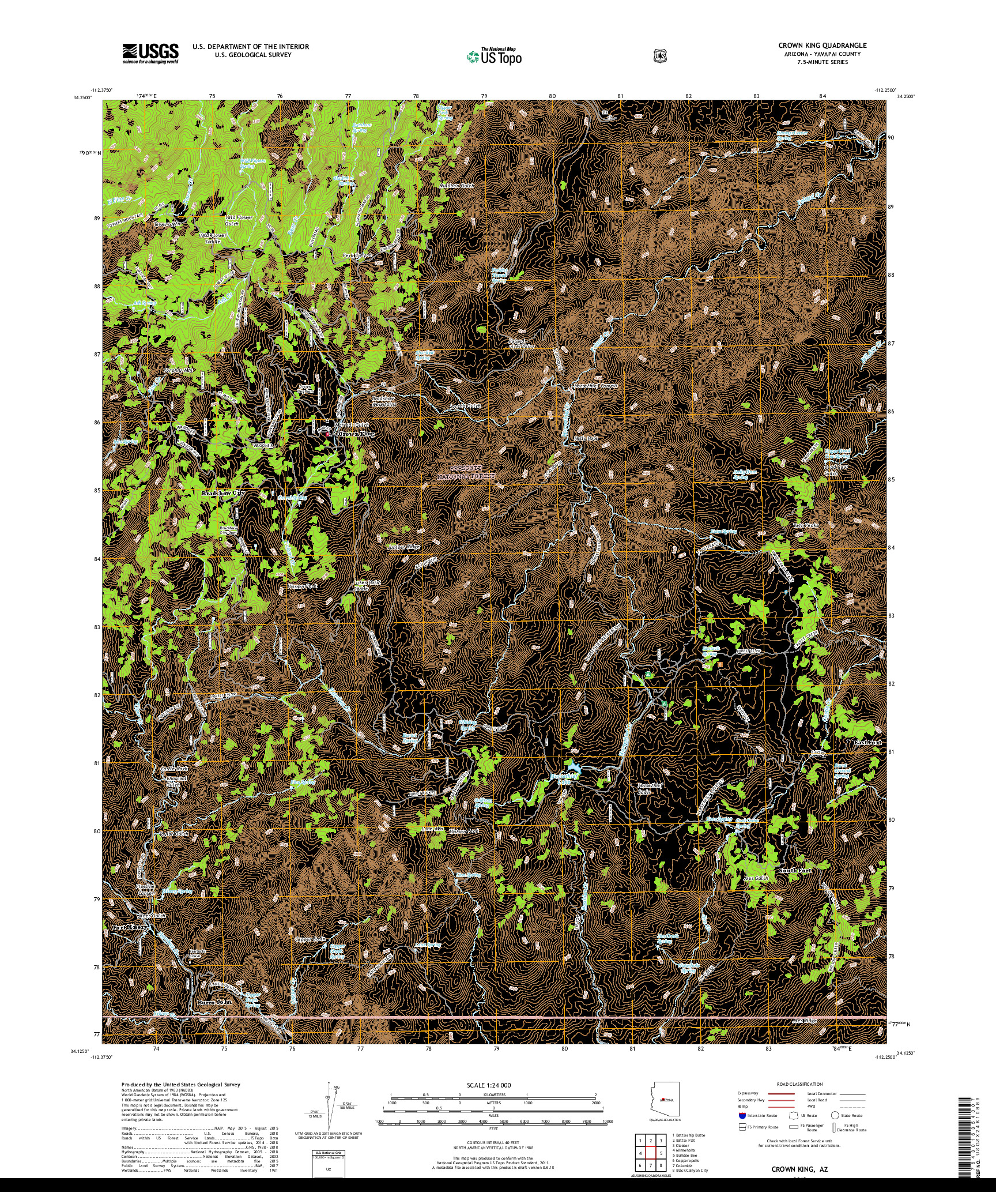 USGS US TOPO 7.5-MINUTE MAP FOR CROWN KING, AZ 2018