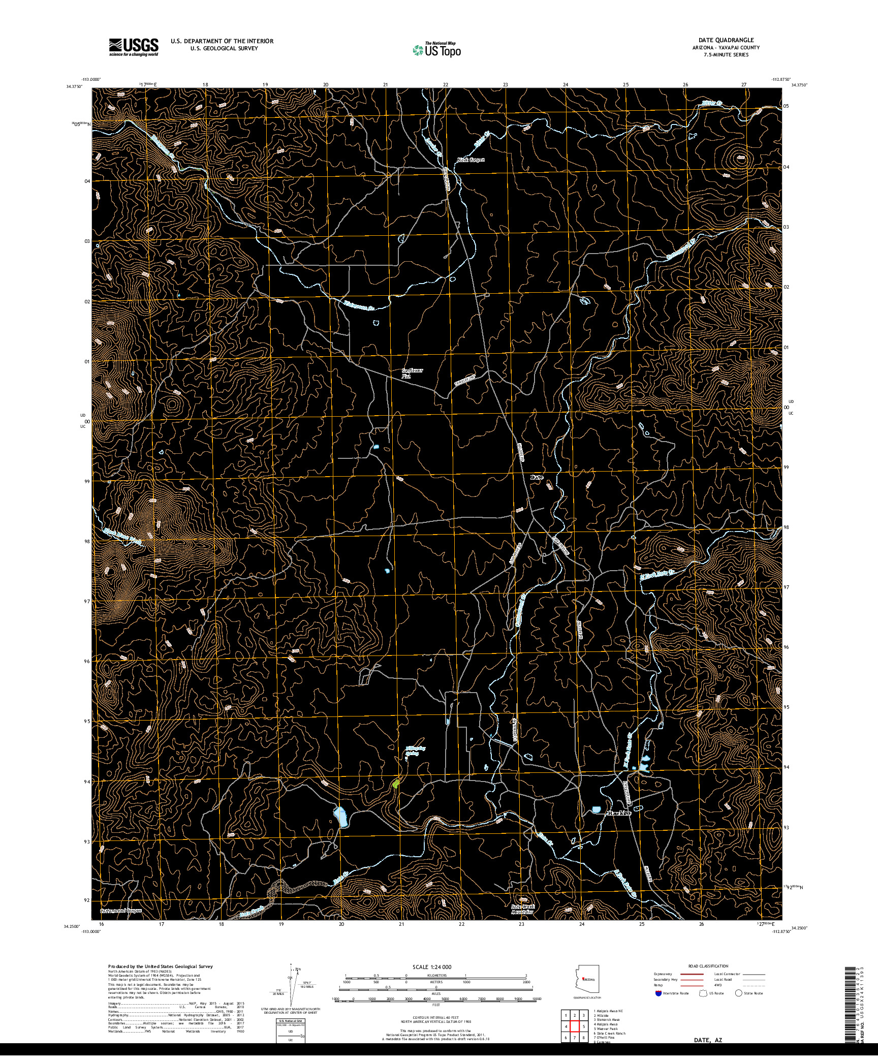 USGS US TOPO 7.5-MINUTE MAP FOR DATE, AZ 2018